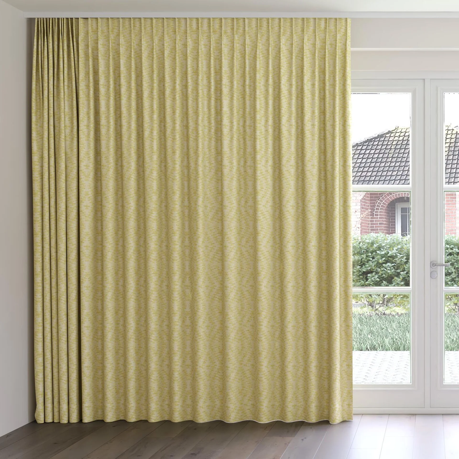 Front view of Kaoani Lemon, on curtain rail
