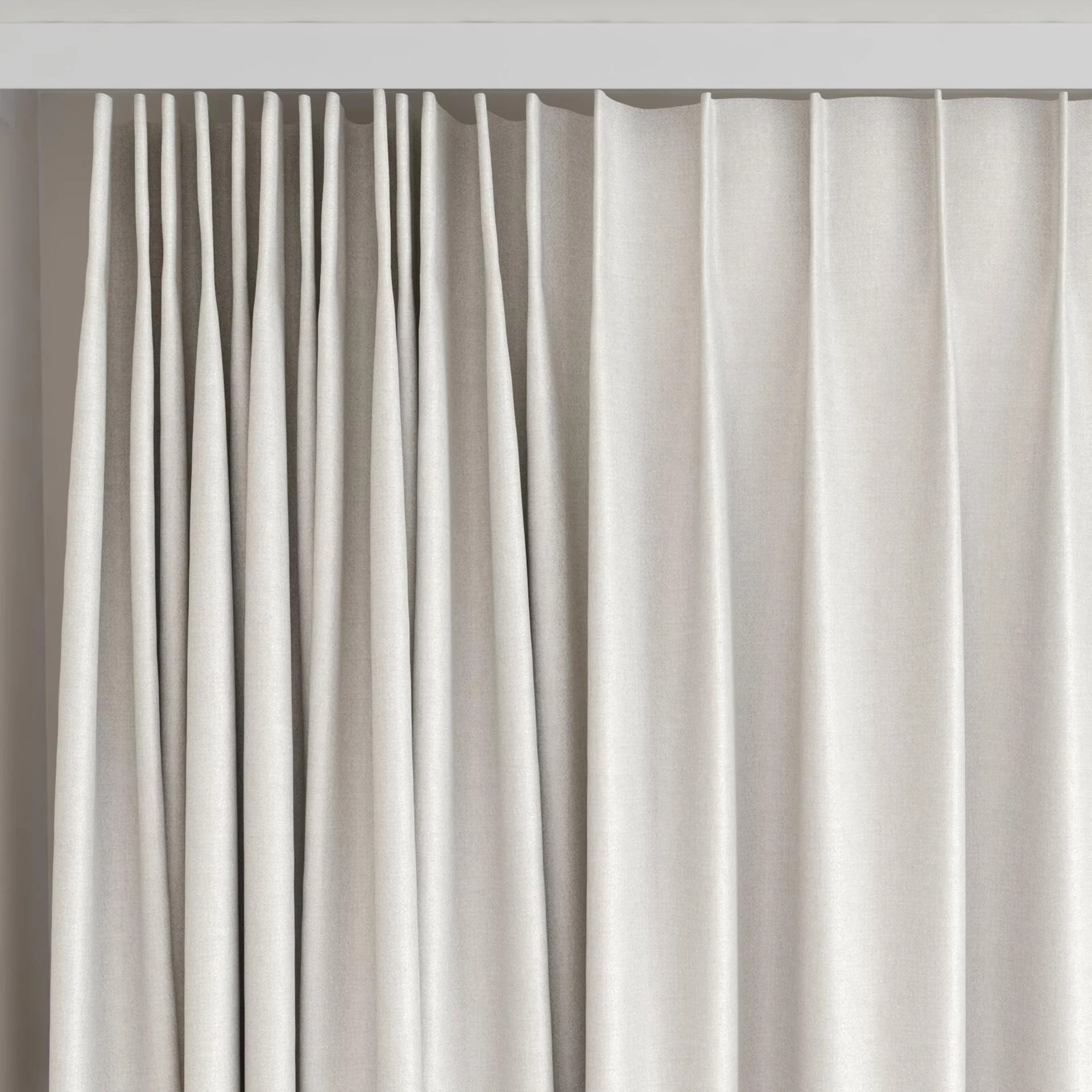 Top view of Eclipse Blackout Oyster, on curtain rail