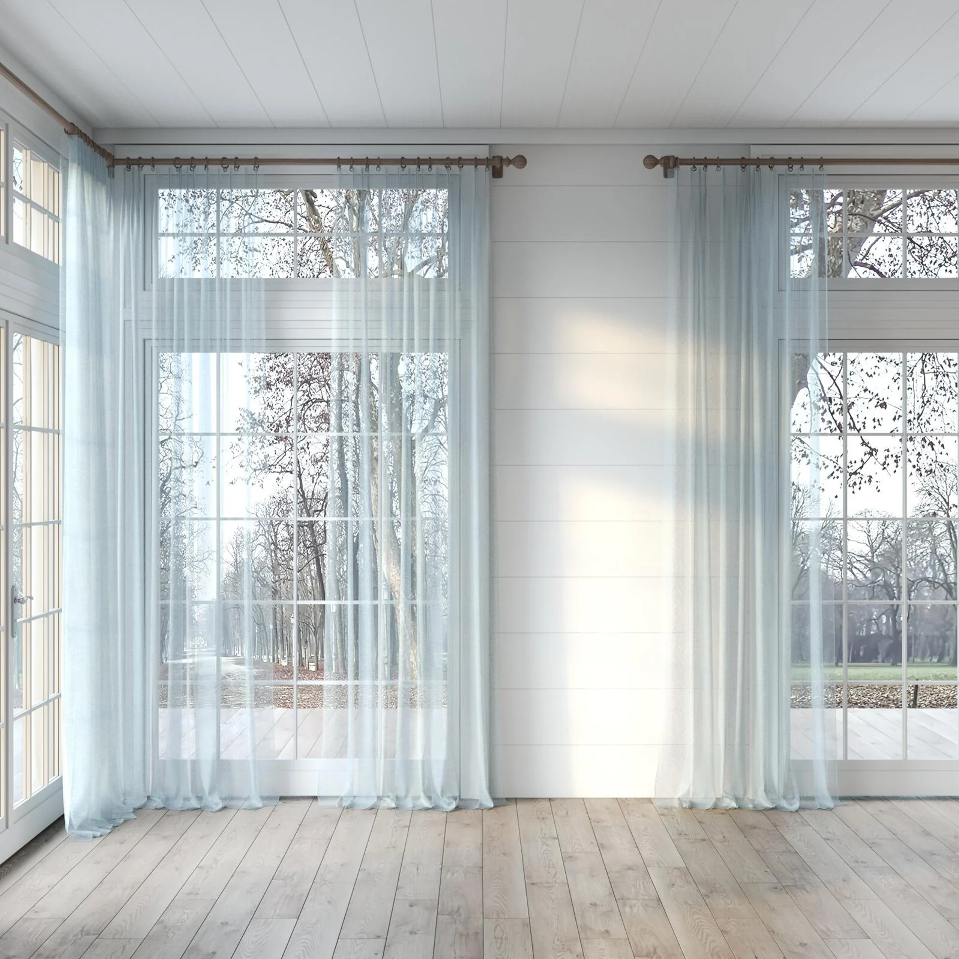 Full view of Rhyme Pool, puddled, on curtain rod