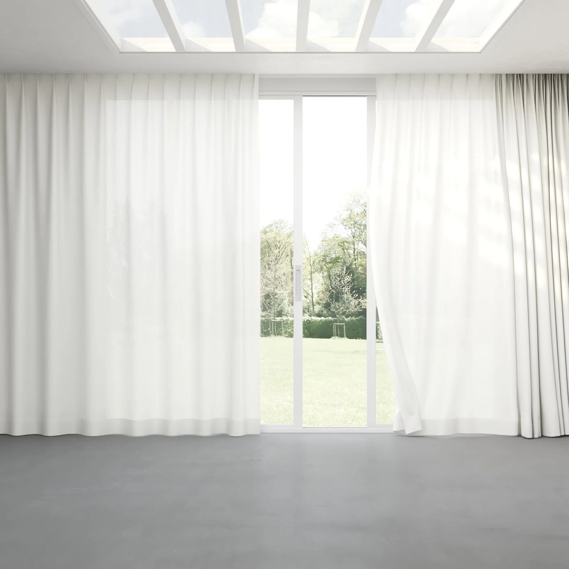 Full view of Linen Calm, pinch pleat