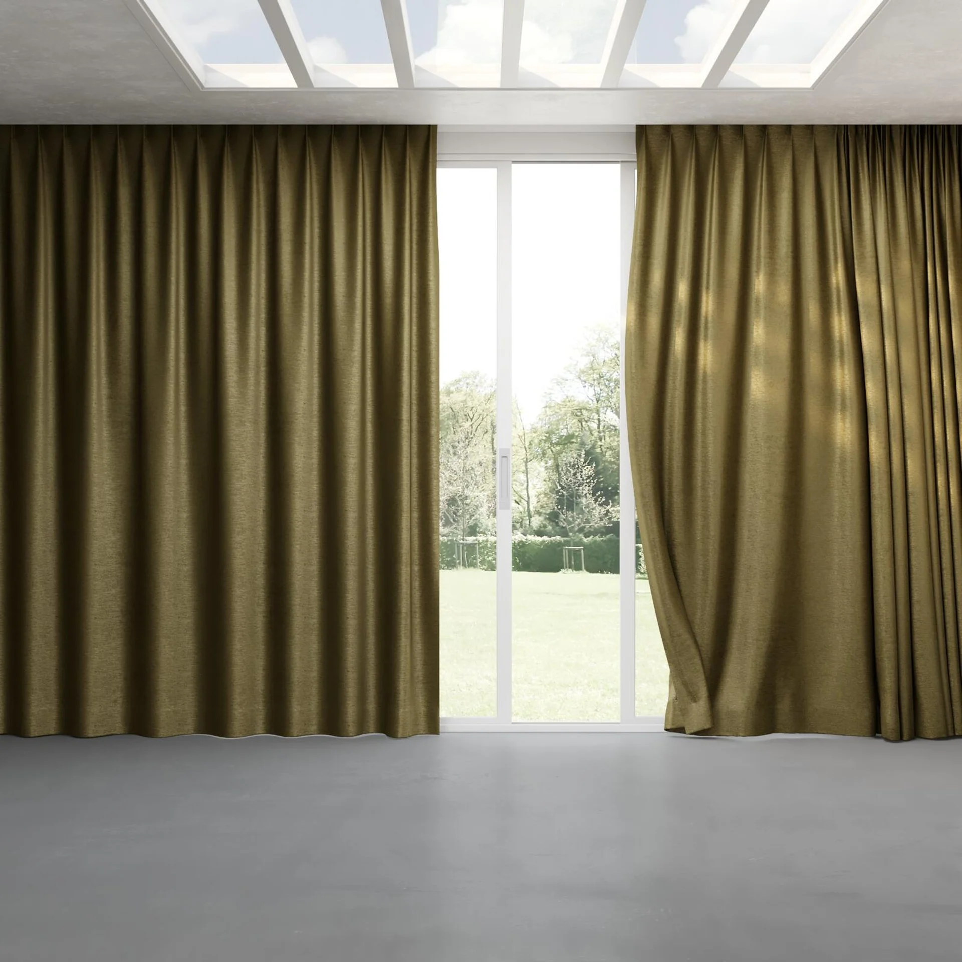 Full view of Lambada Khaki, pinch pleat
