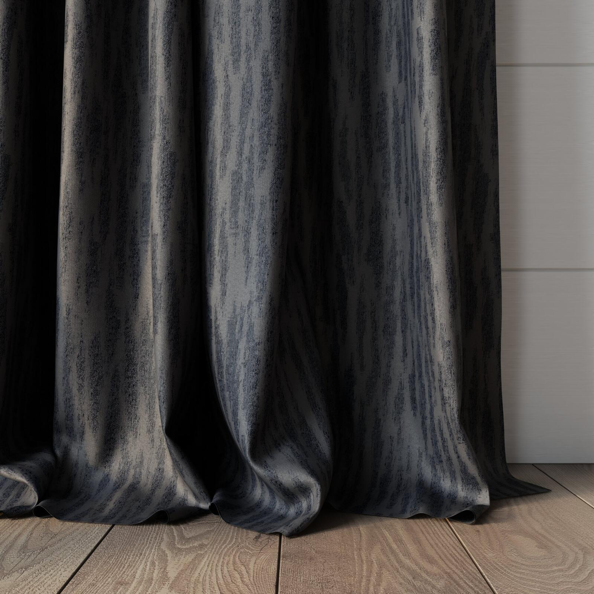 Bottom view of Aphelion Slate, puddled, on curtain rod