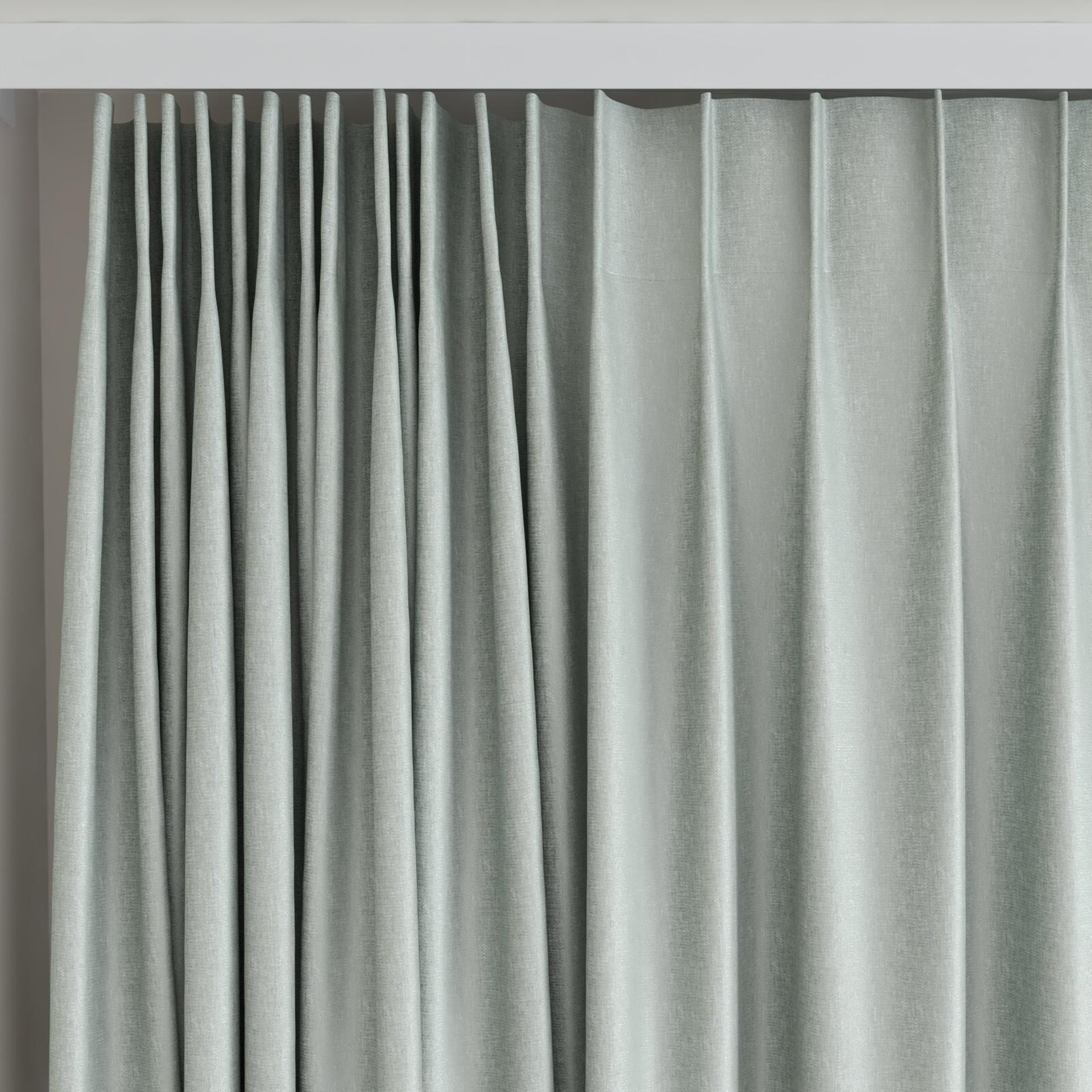 Top view of Rewind Duckegg, on curtain rail