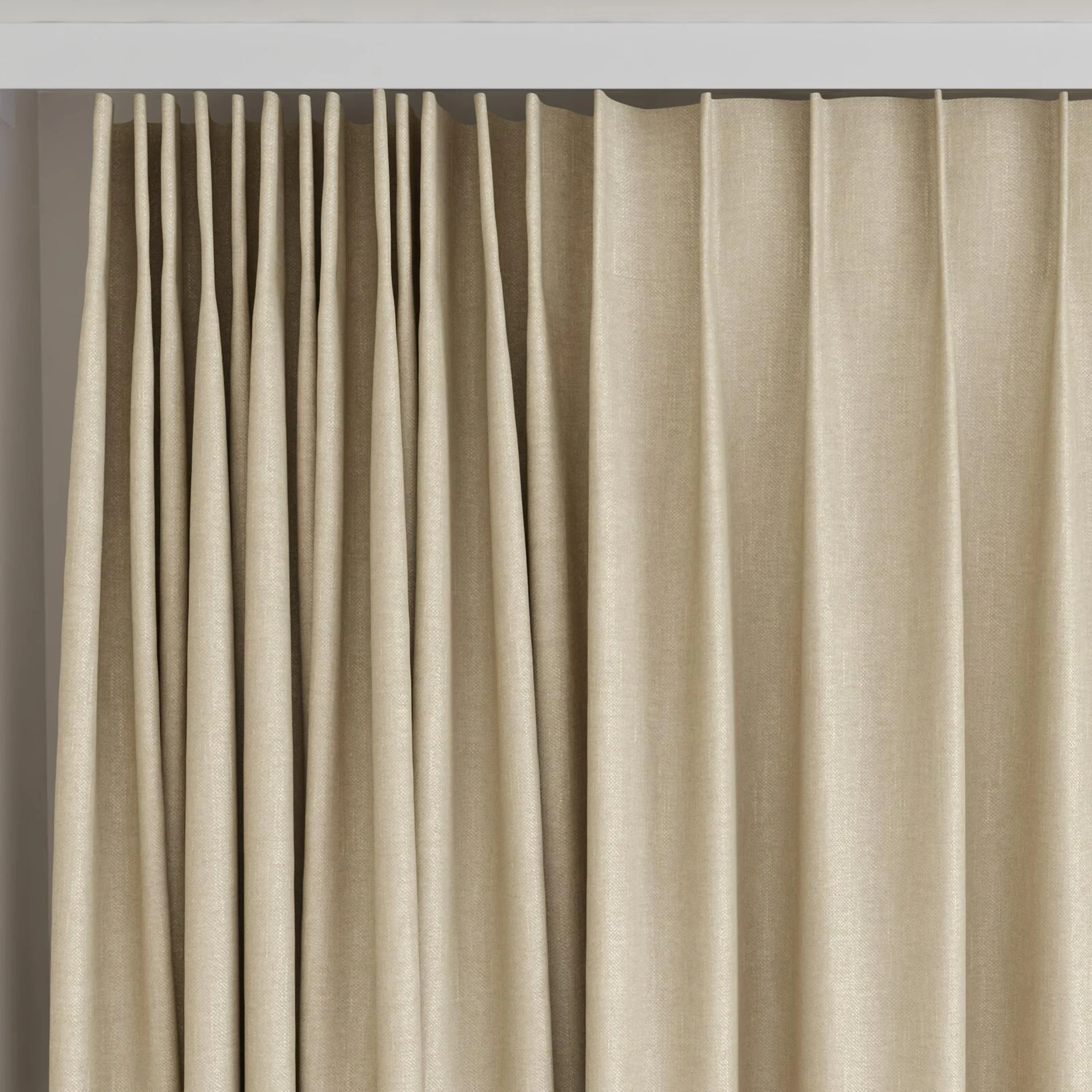 Top view of Bronco Sand, on curtain rail