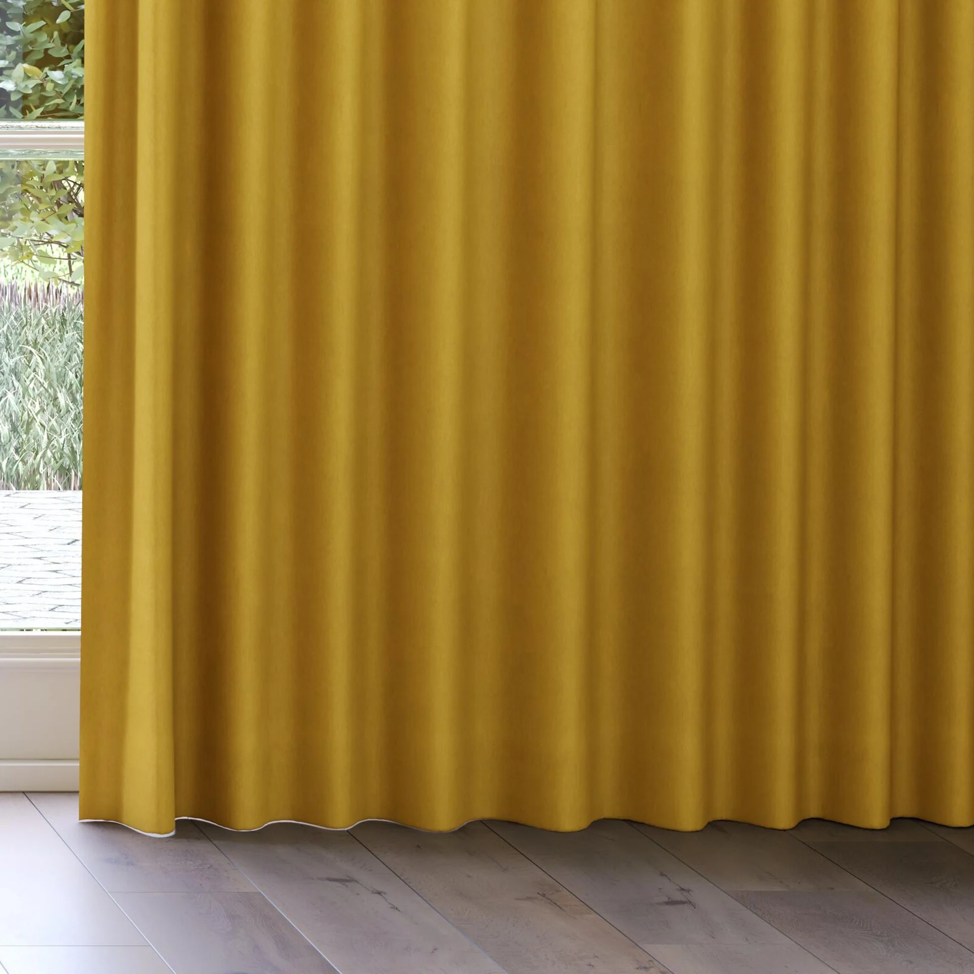 Bottom view of Lech Mustard, on curtain rail