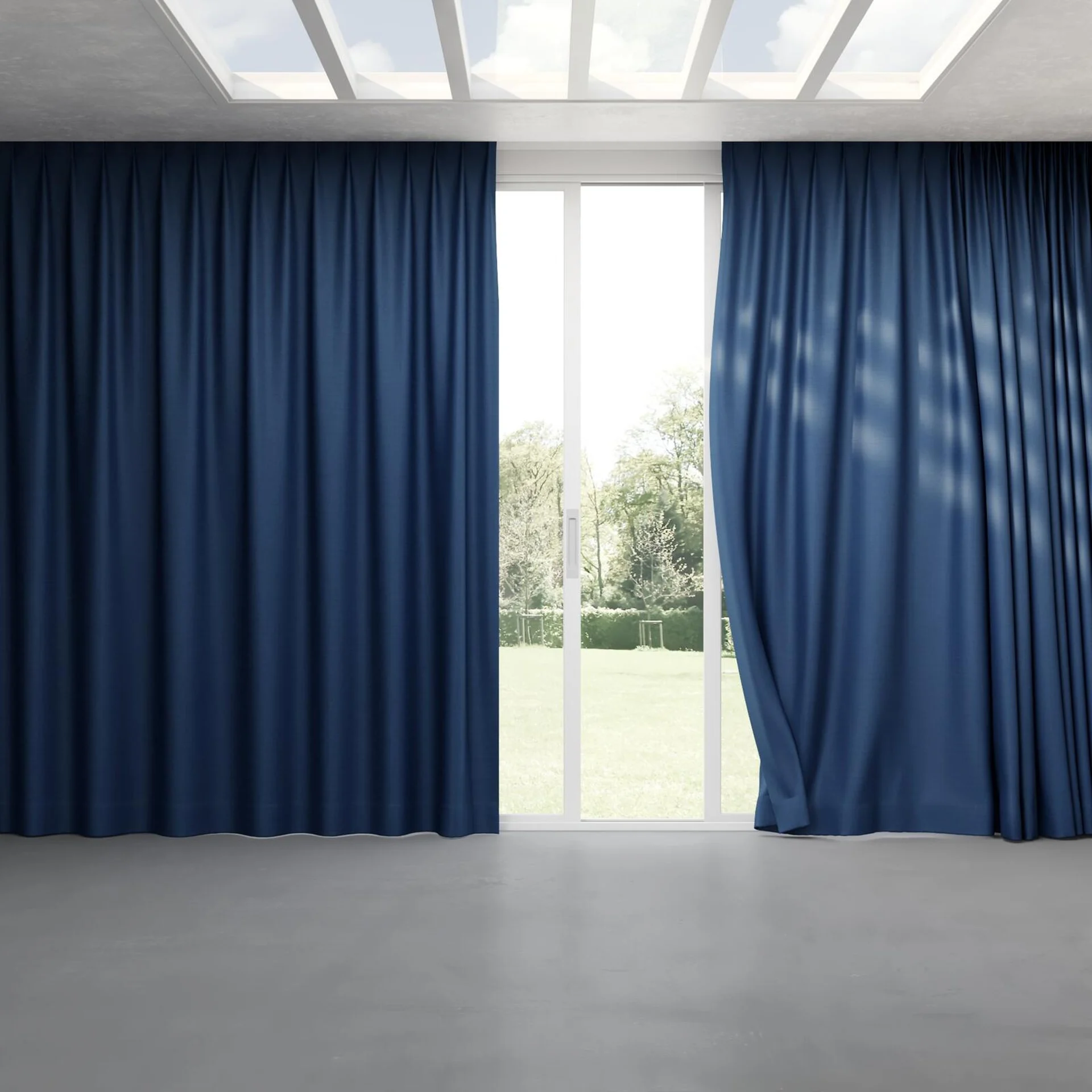 Full view of Linex Indigo, pinch pleat