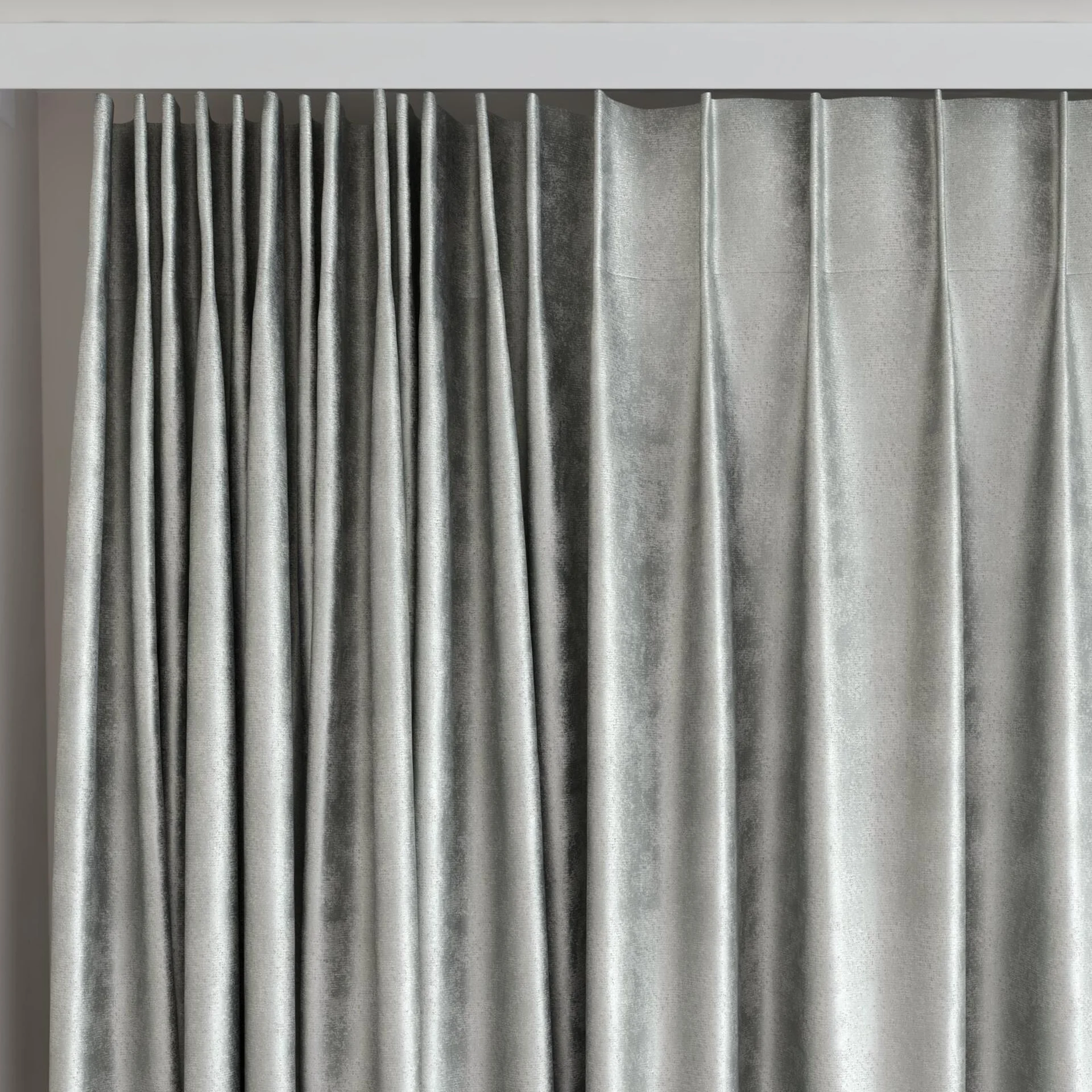 Top view of Fizz Aluminium, on curtain rail