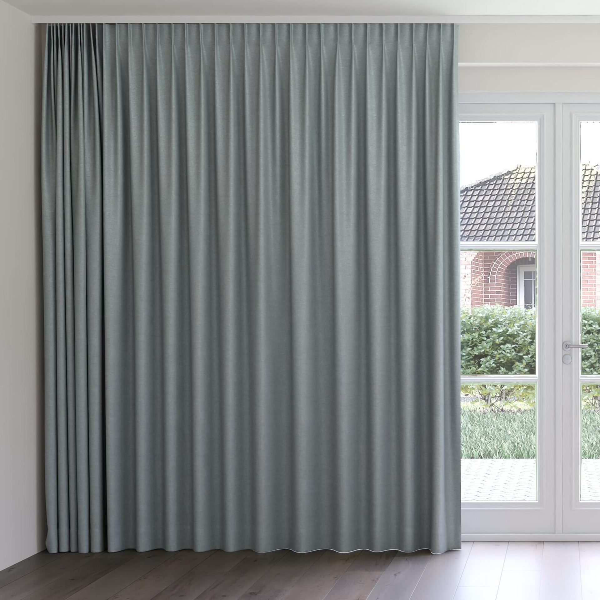 Front view of Drama Sage, on curtain rail