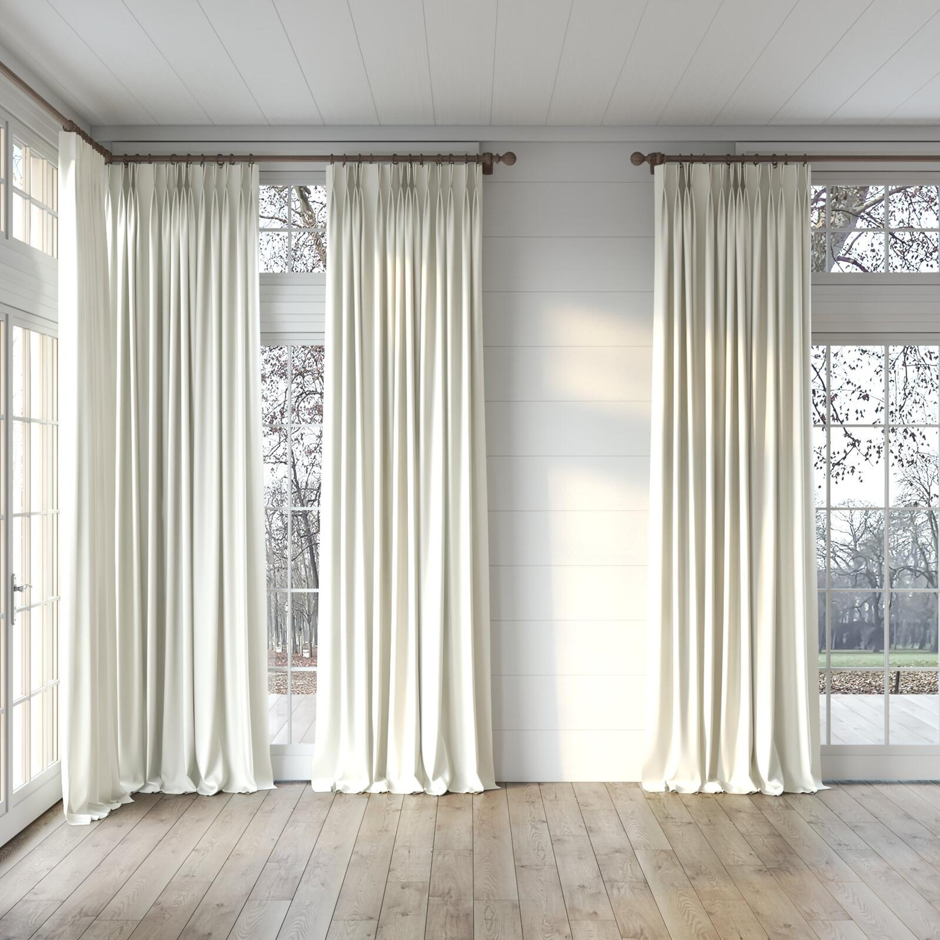 Full view of Naturama Cream, puddled, on curtain rod