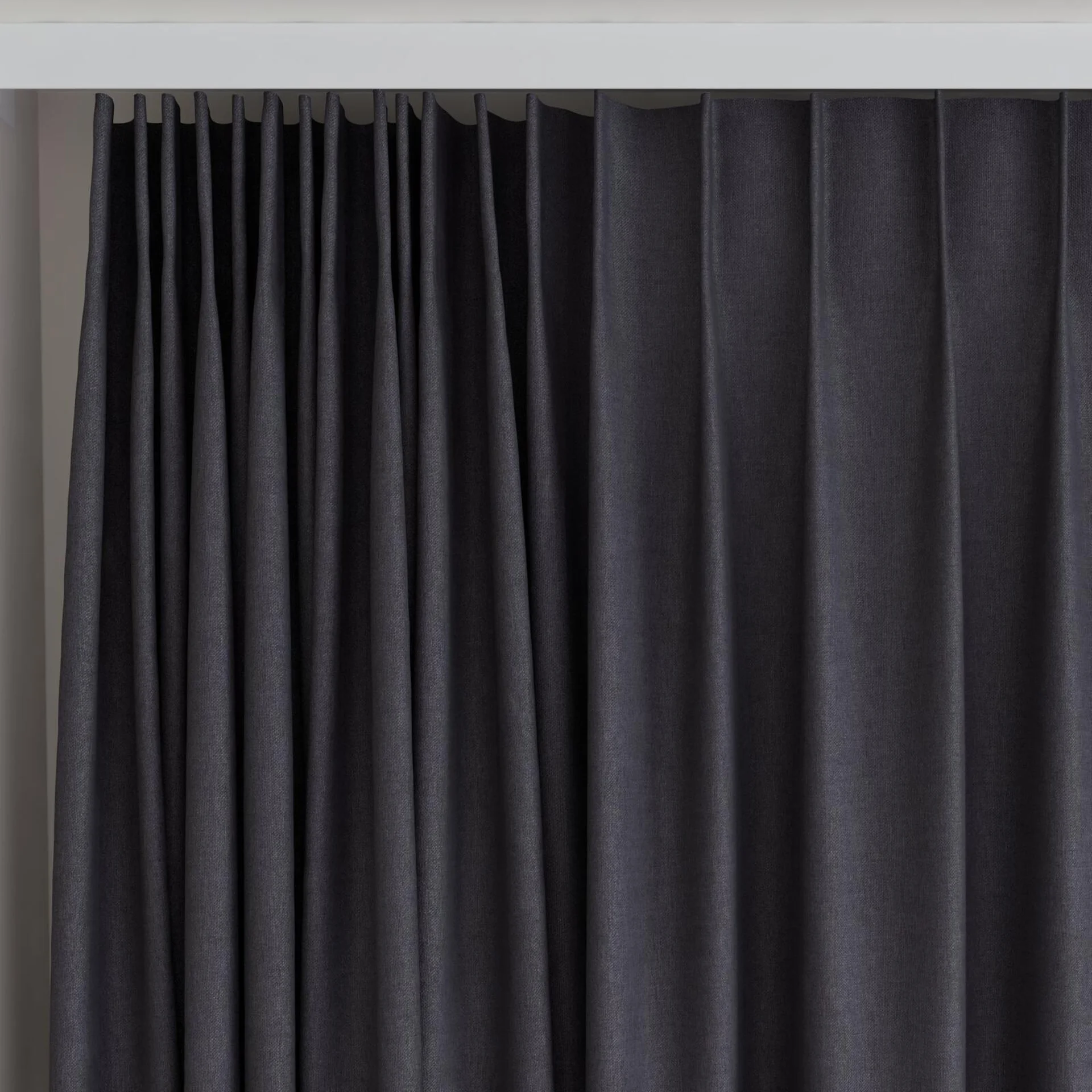 Top view of Casual Caviar, on curtain rail