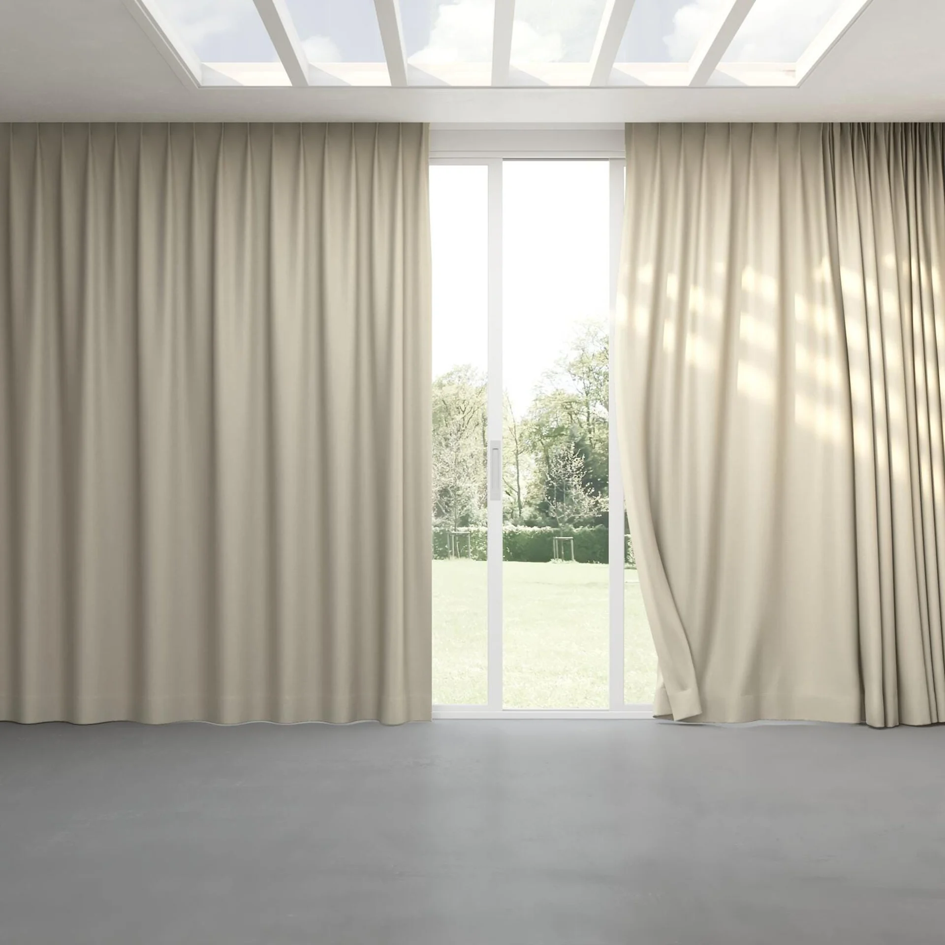 Full view of Colourwash Eco Fresco, pinch pleat