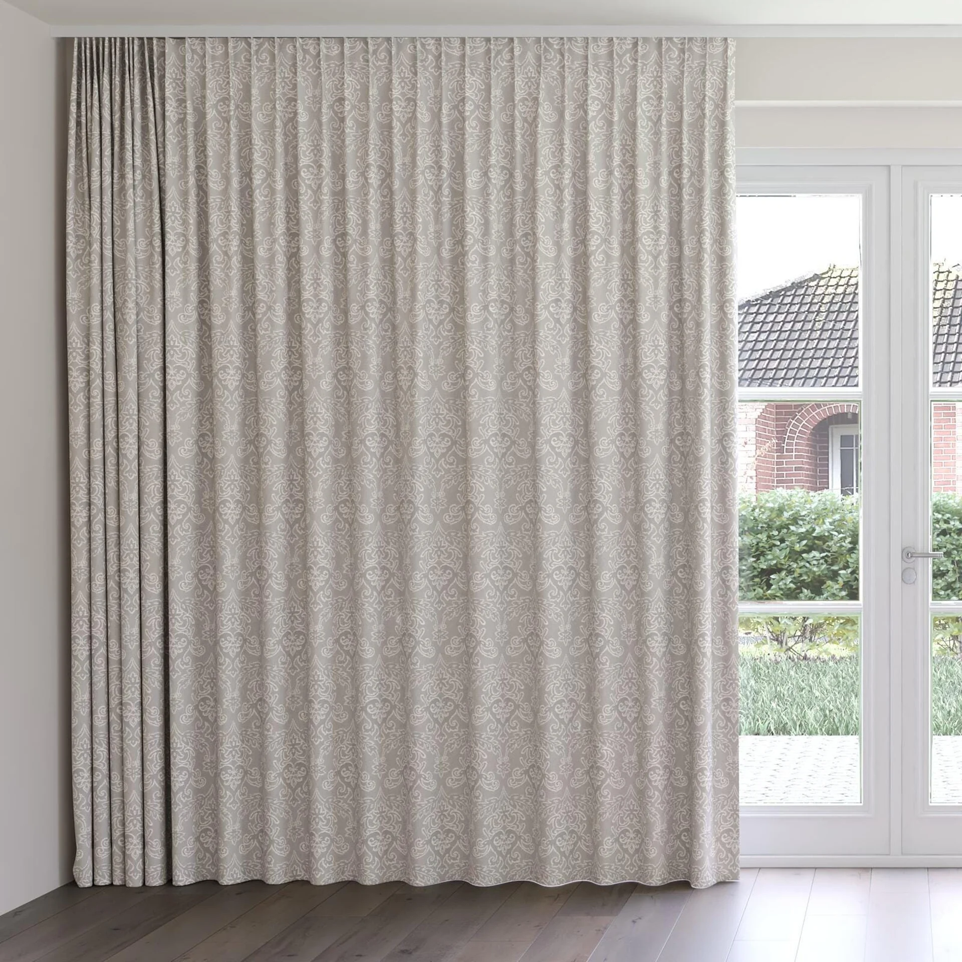Front view of Notting Hill Dove, on curtain rail