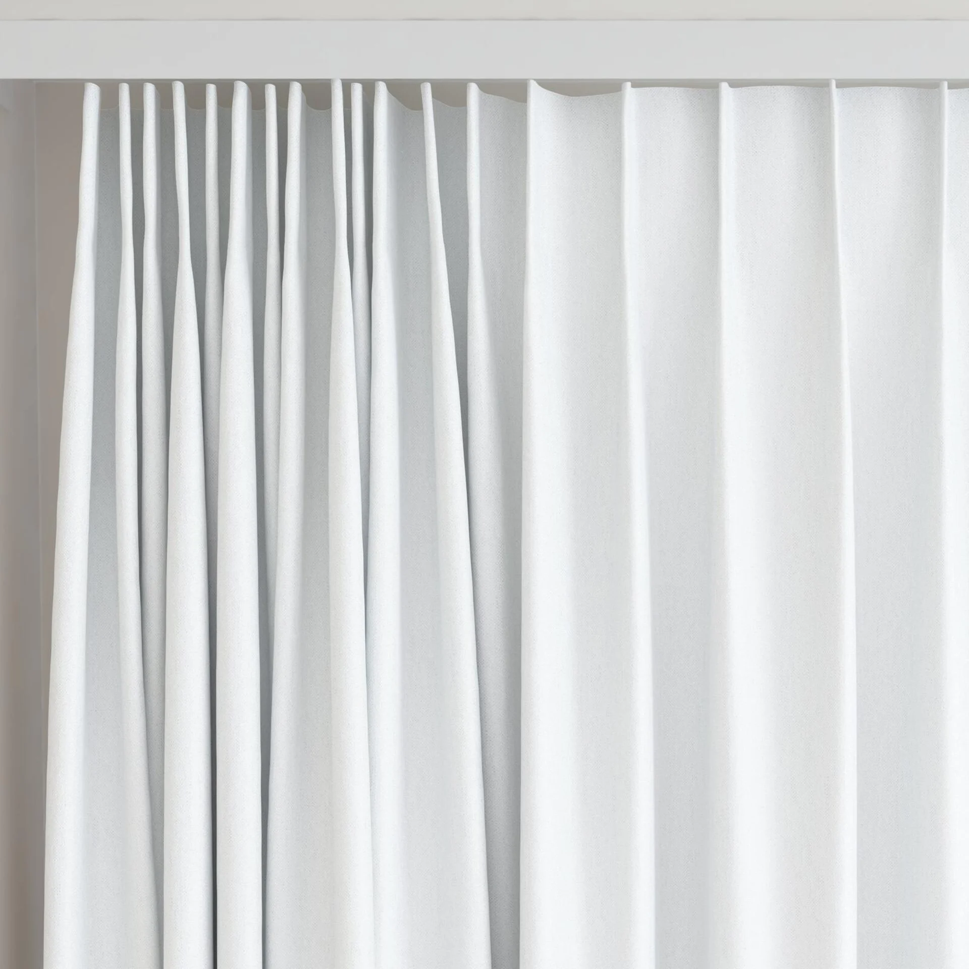 Top view of Retreat II Cotton, on curtain rail