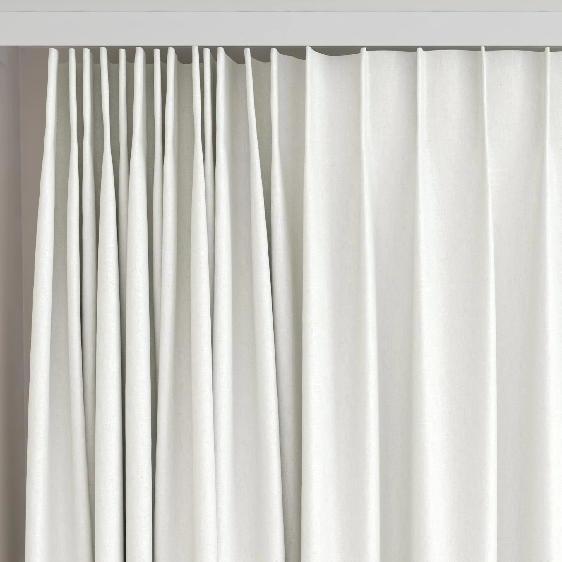 Top view of Infinite Blanc, on curtain rail