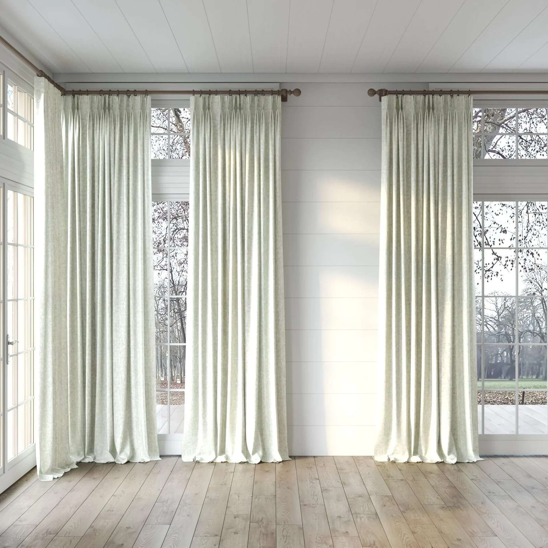 Full view of Renaissance Cream, puddled, on curtain rod