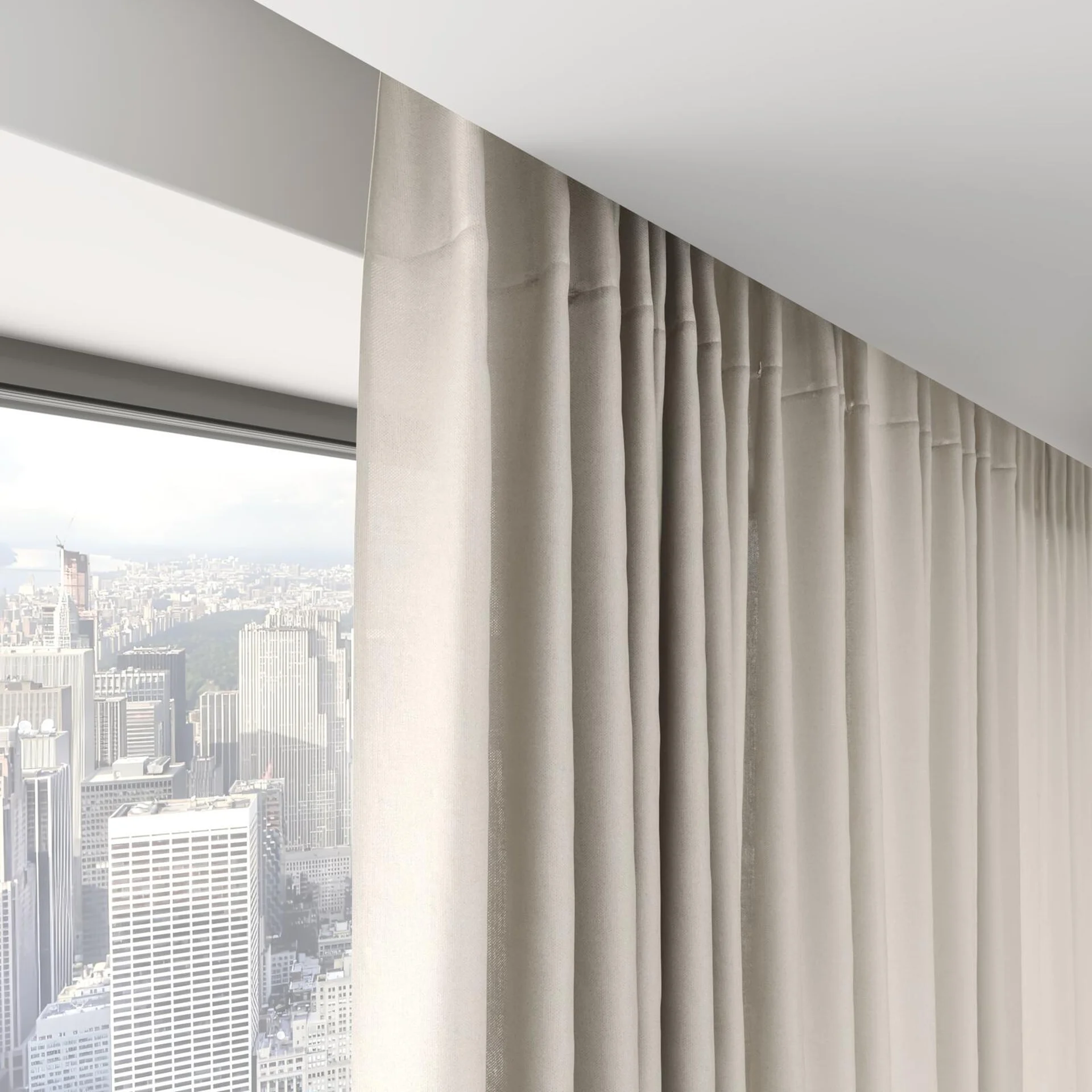 Top view of Linen Mineral, on hidden rail