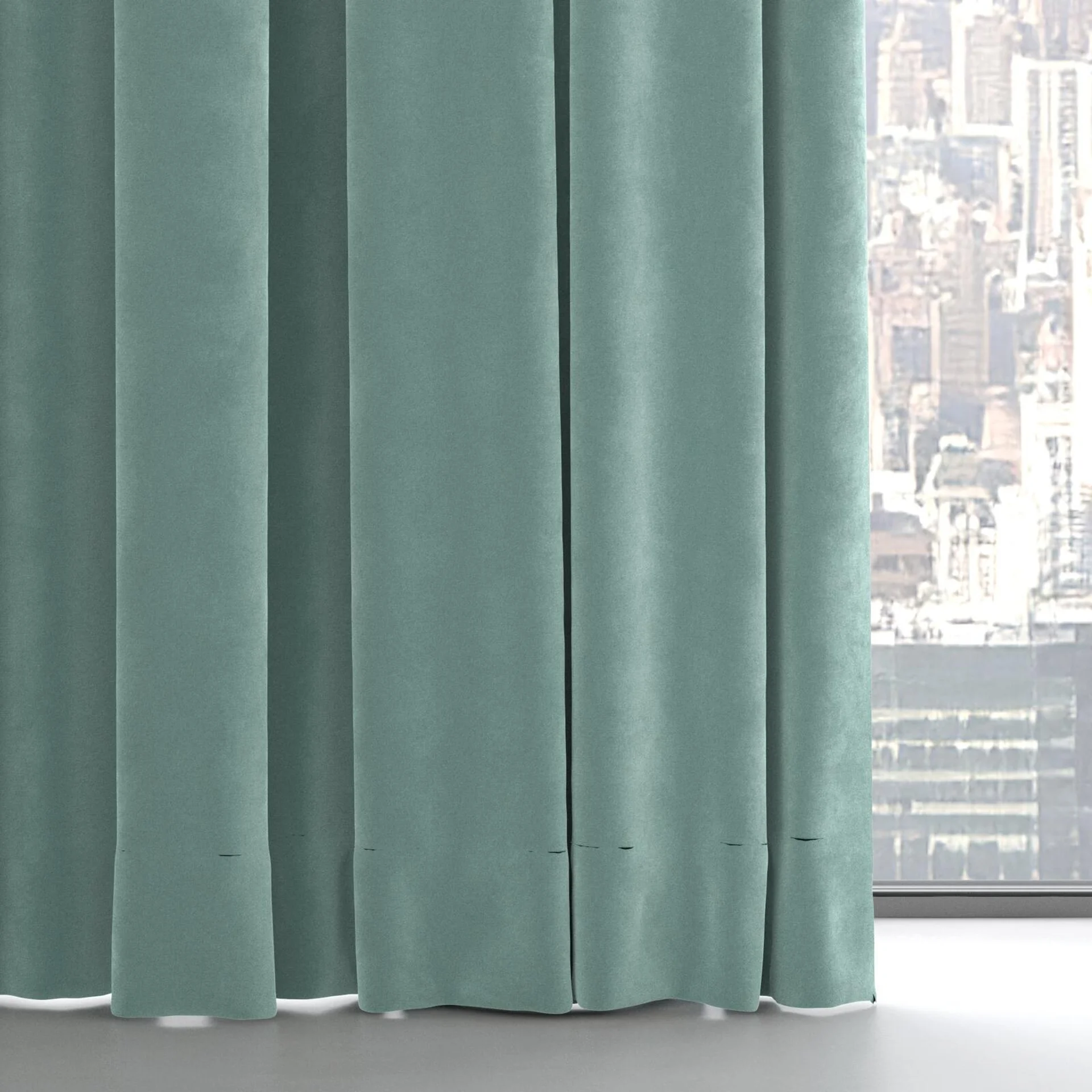 Bottom view of Lux Velvet Mint 8803, on hidden rail