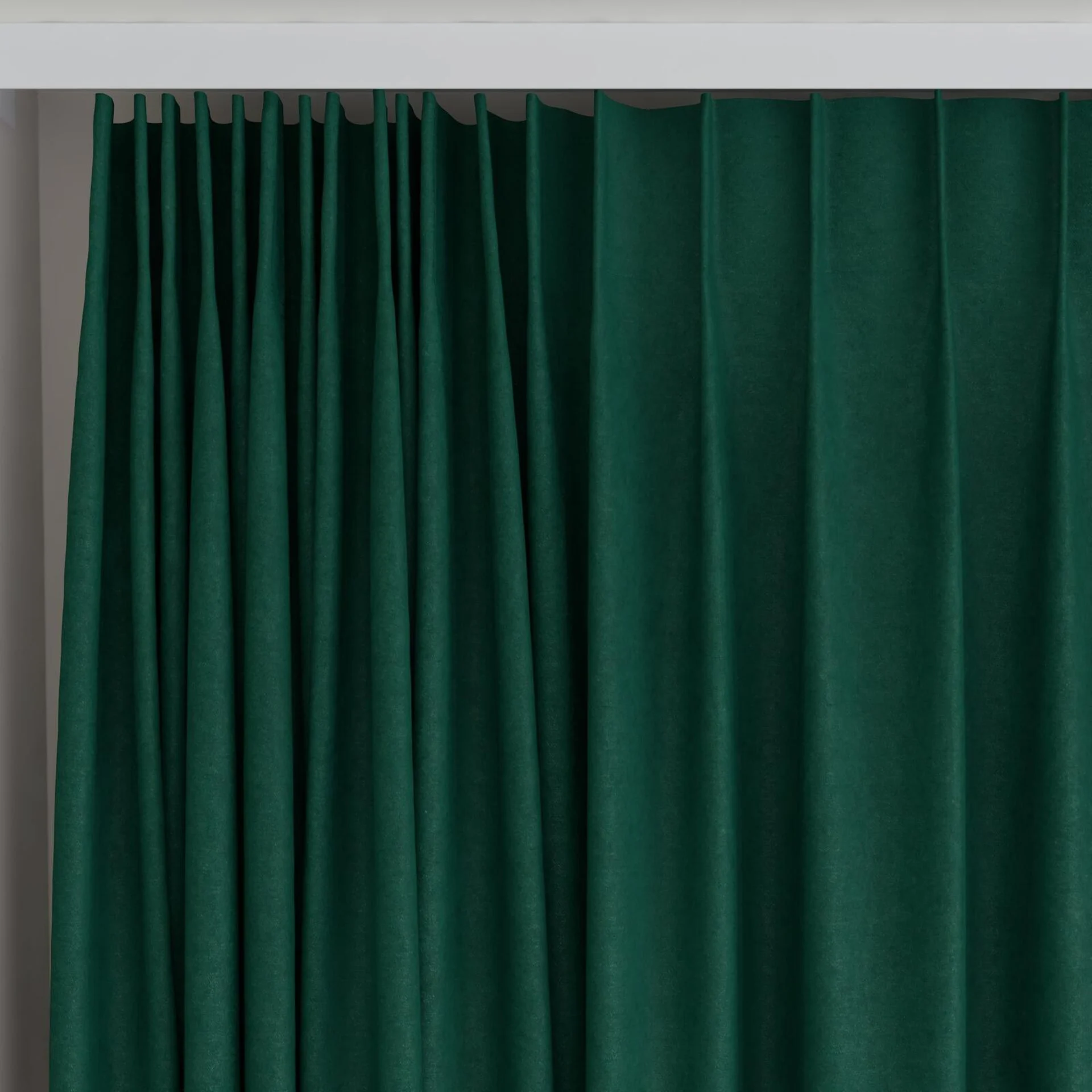 Top view of Moon Emerald, on curtain rail