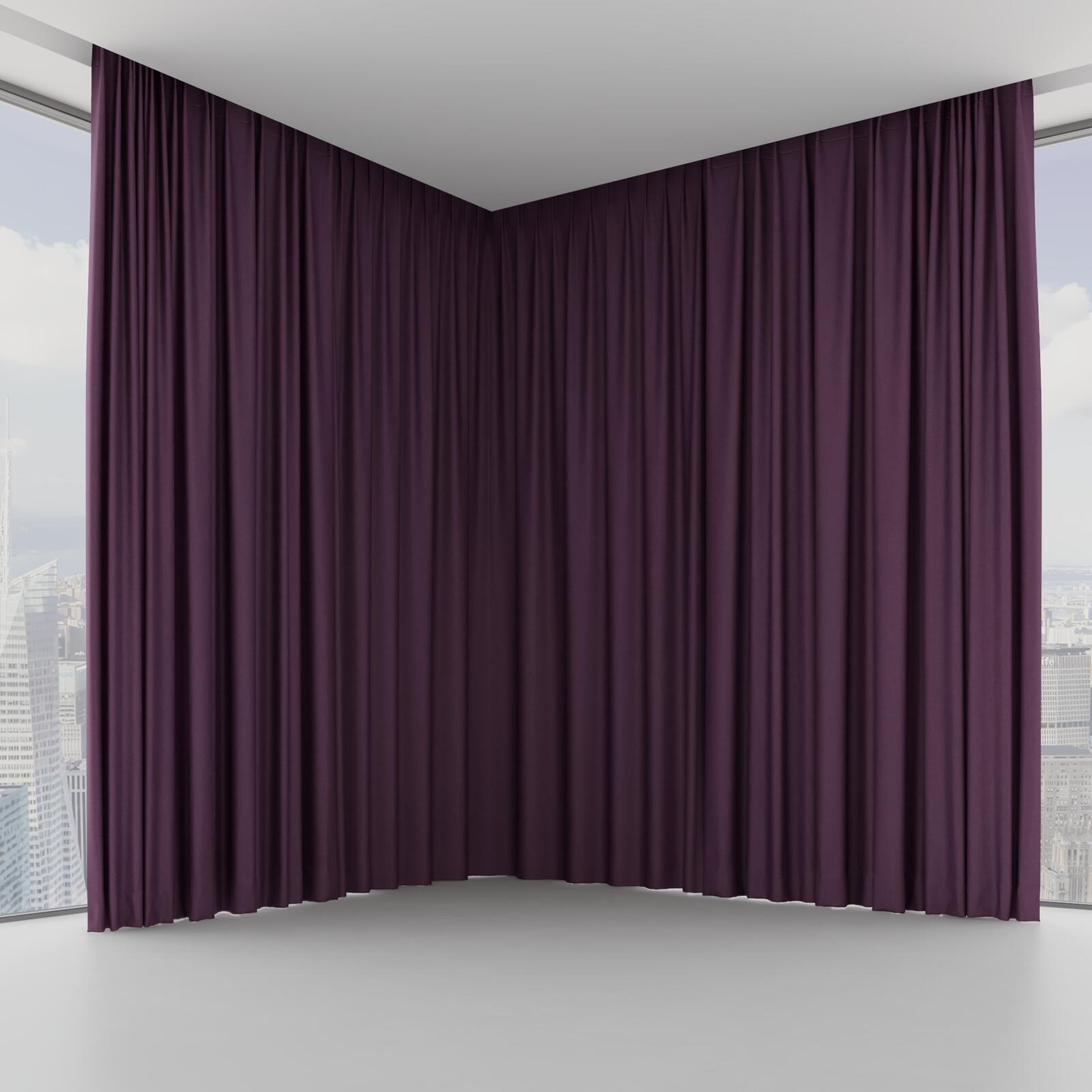 Front view of Woolly/Woolen Aubergine, on hidden rail