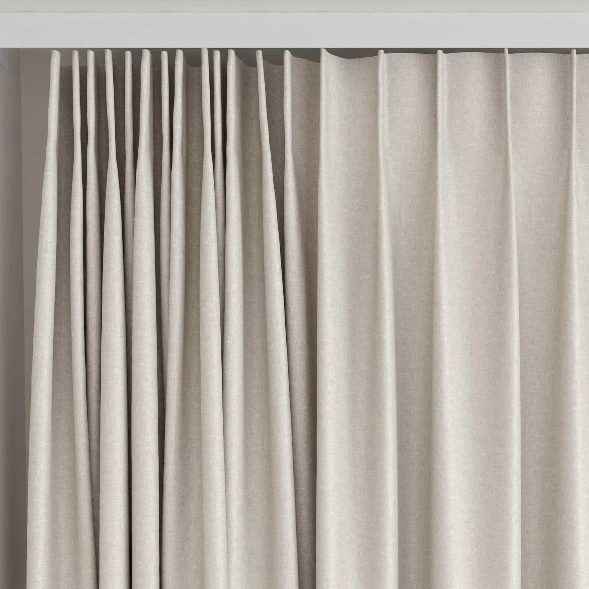 Top view of Naturama Oyster, on curtain rail