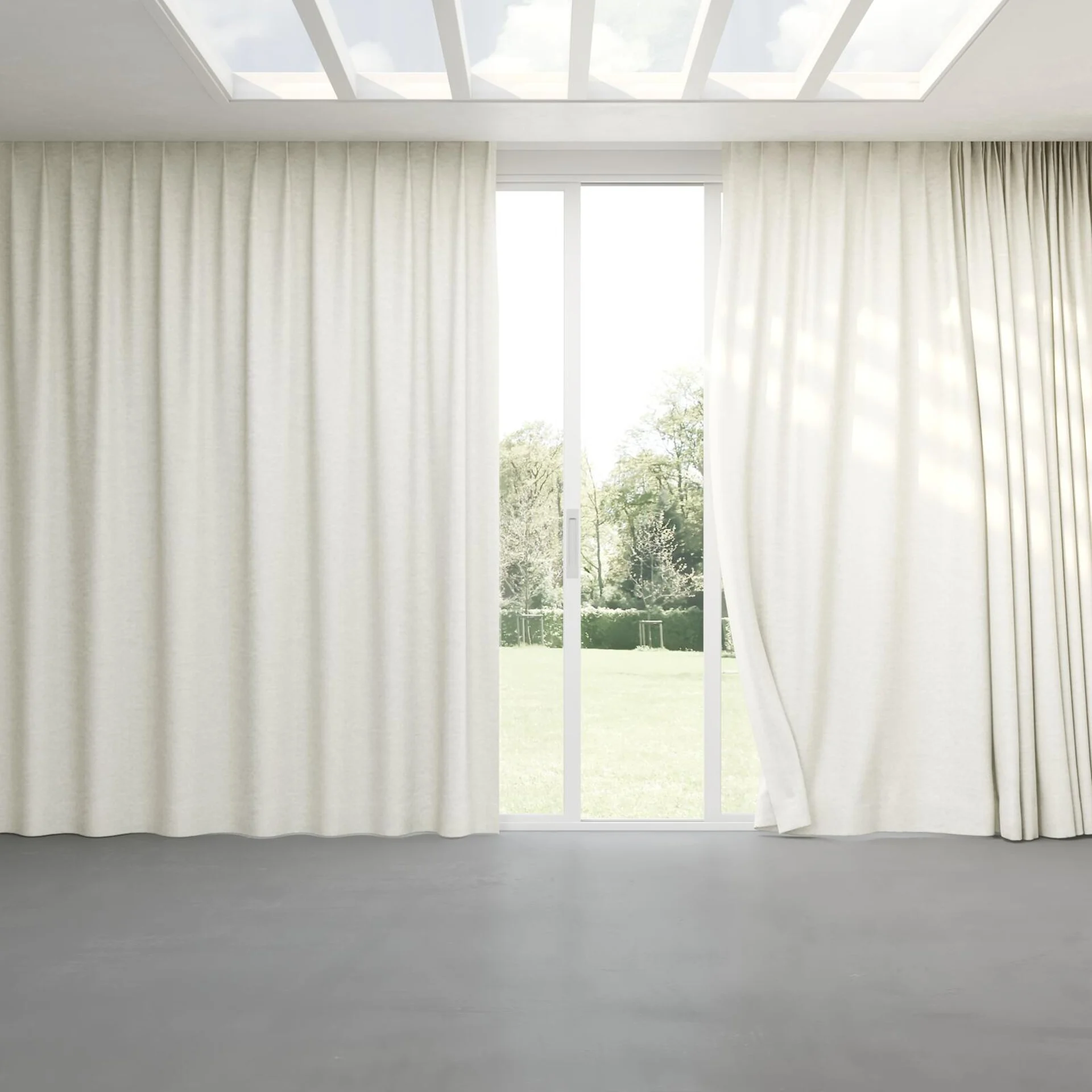 Full view of Colourwash Swan, pinch pleat