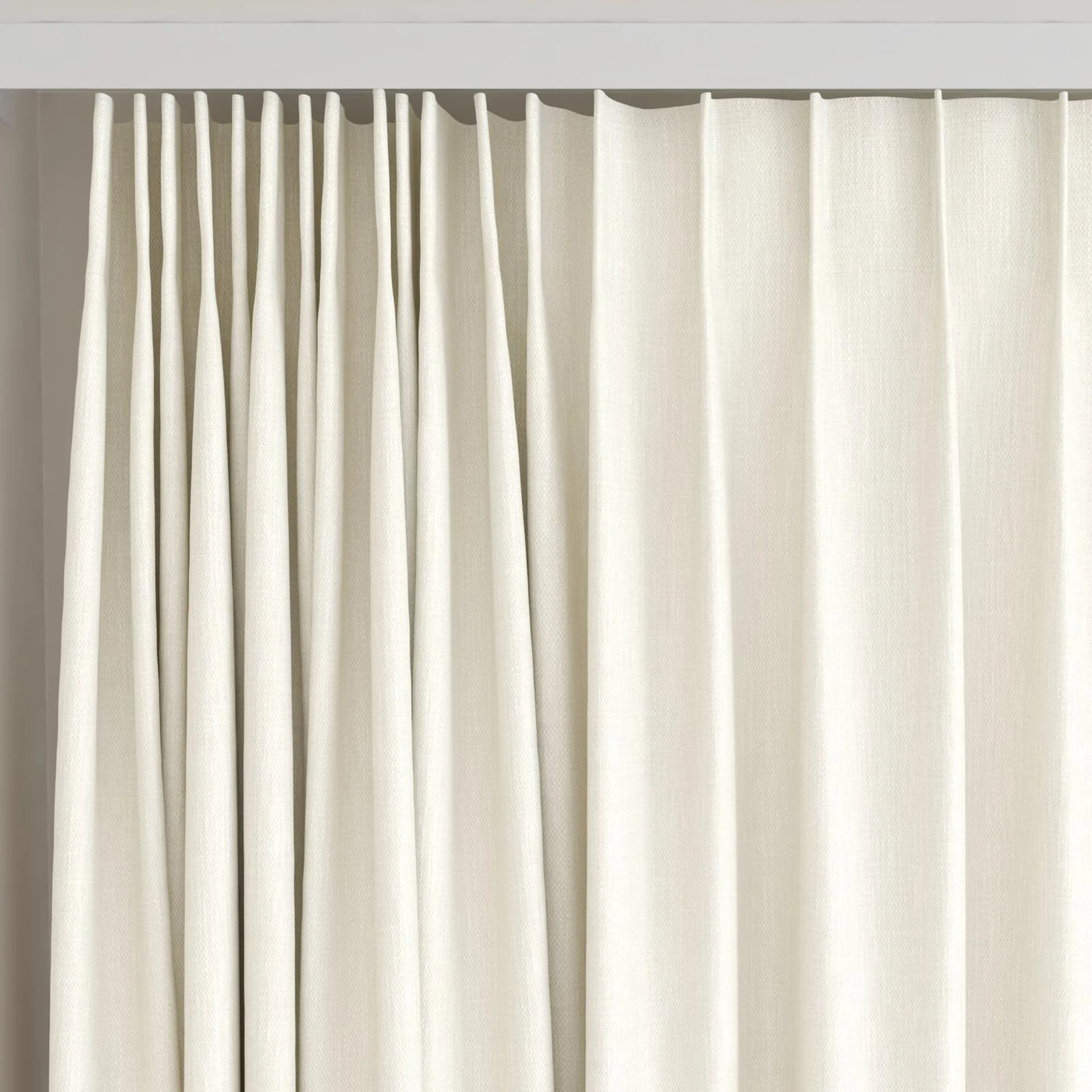 Top view of Cordoba Cream, on curtain rail
