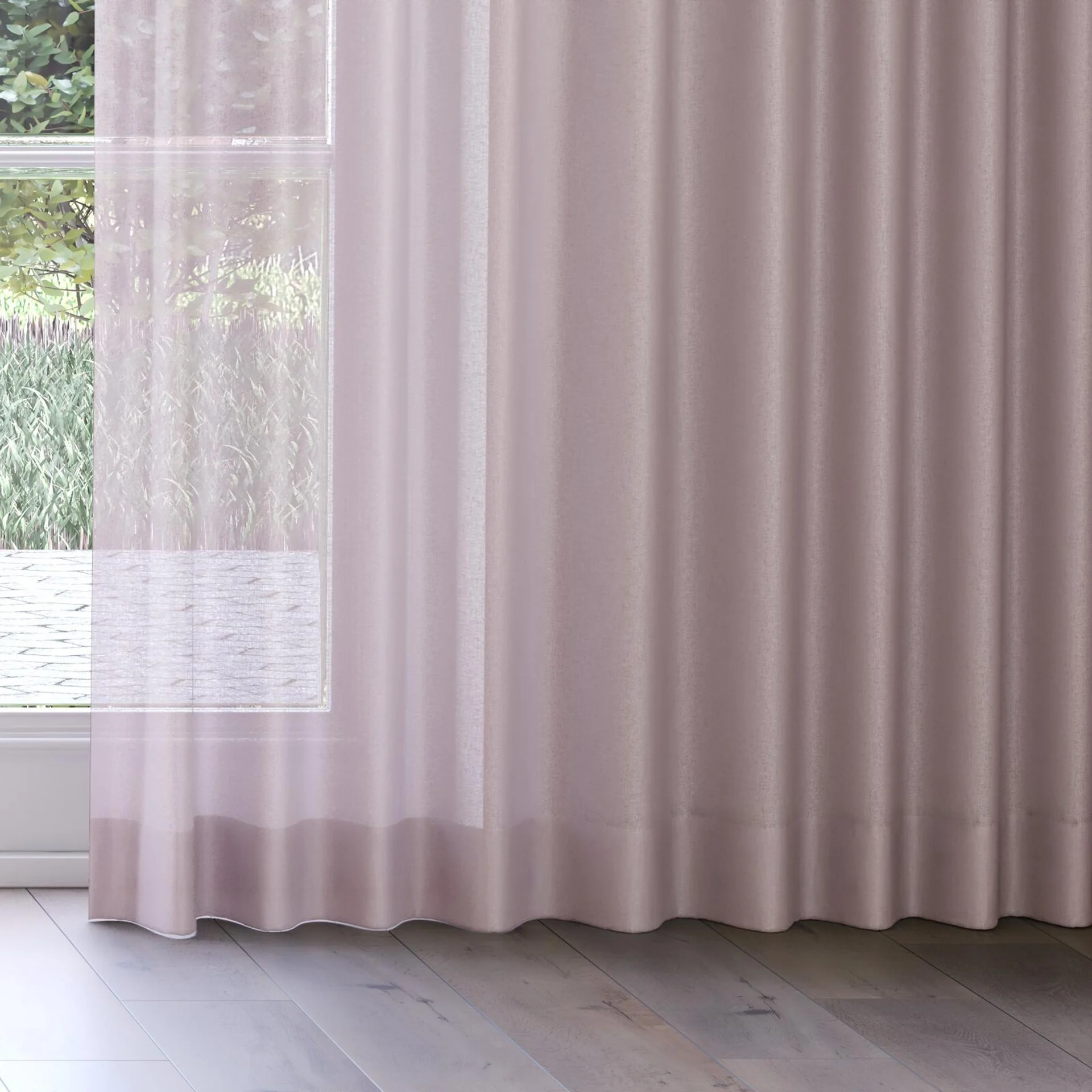 Bottom view of Kanji Wisteria, on curtain rail
