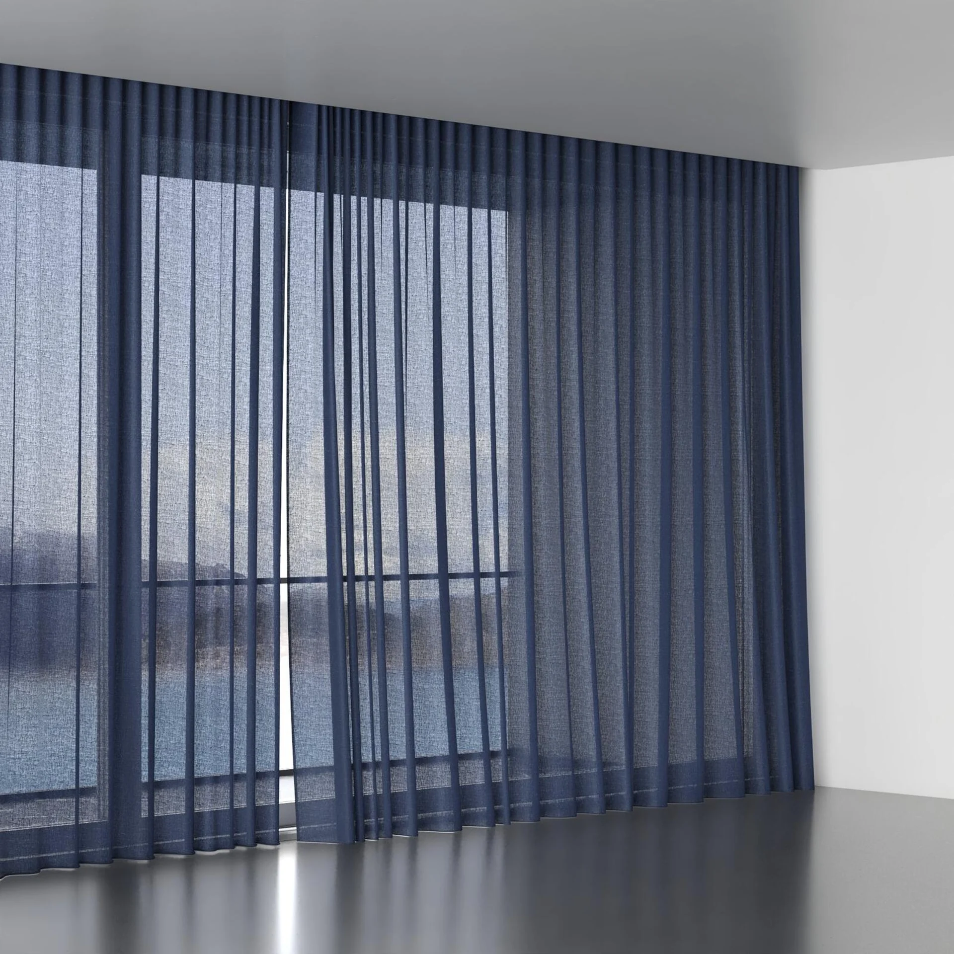Full view of Focus Navy, wave pleat