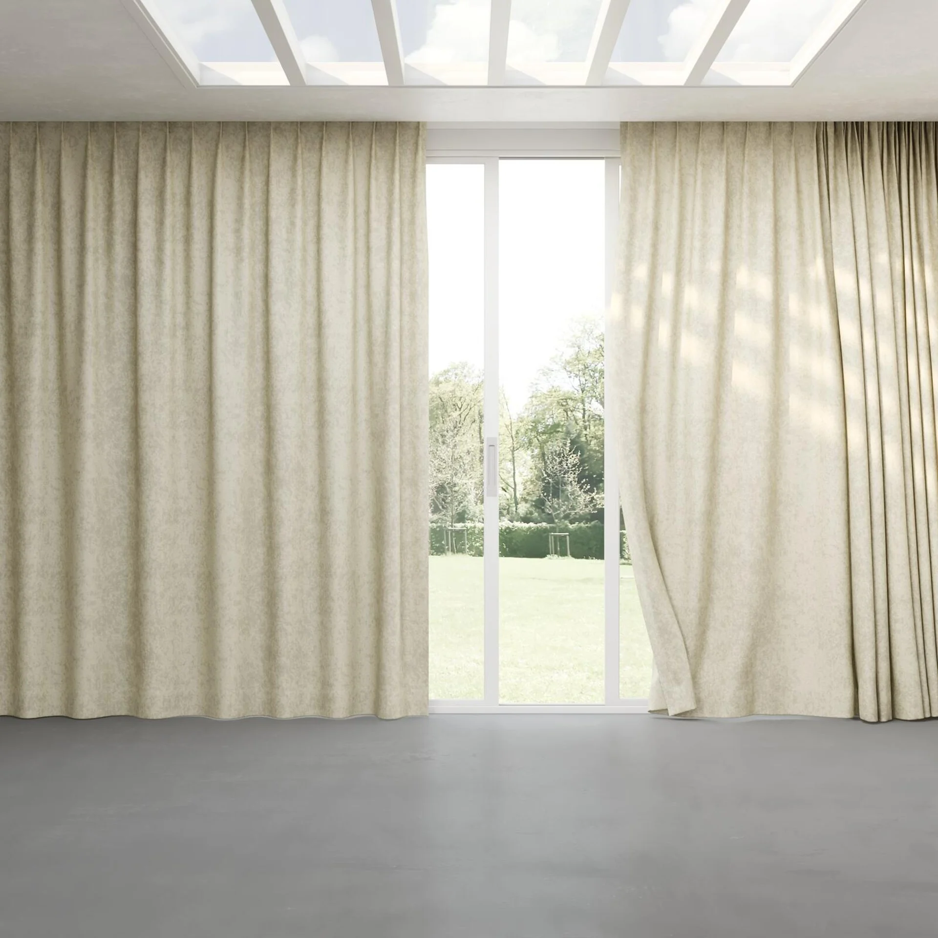 Full view of Opera Dune, pinch pleat
