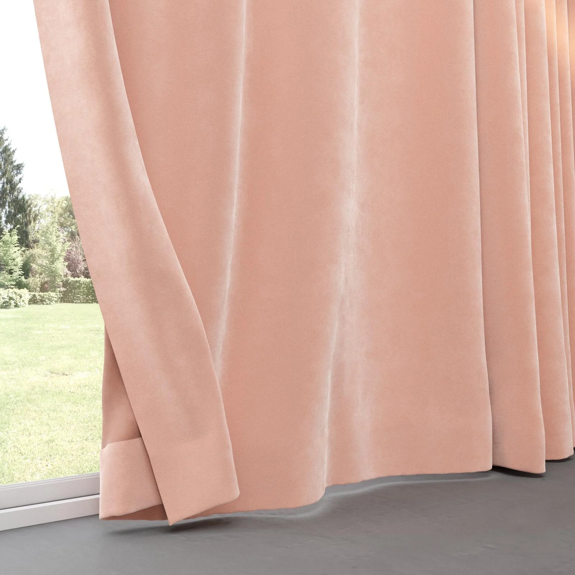 Bottom view of Lux Velvet Pink 8506, pinch pleat