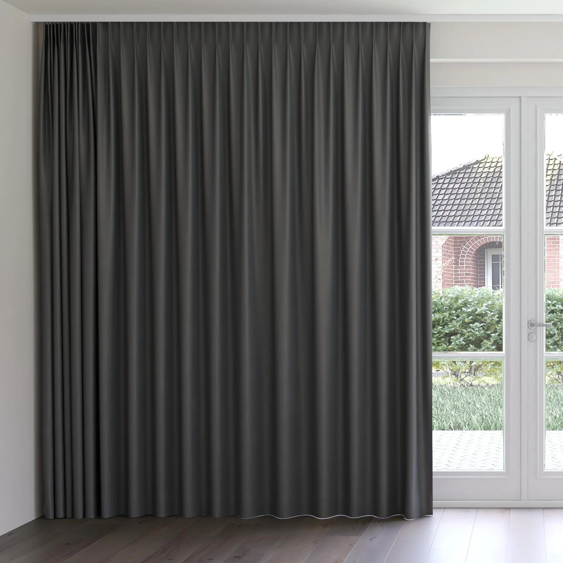 Front view of Blockbuster Carbon, on curtain rail