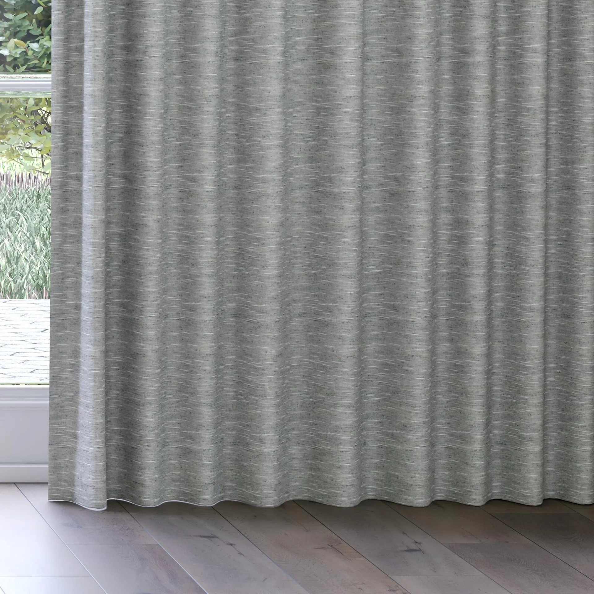 Bottom view of Venus Sterling, on curtain rail