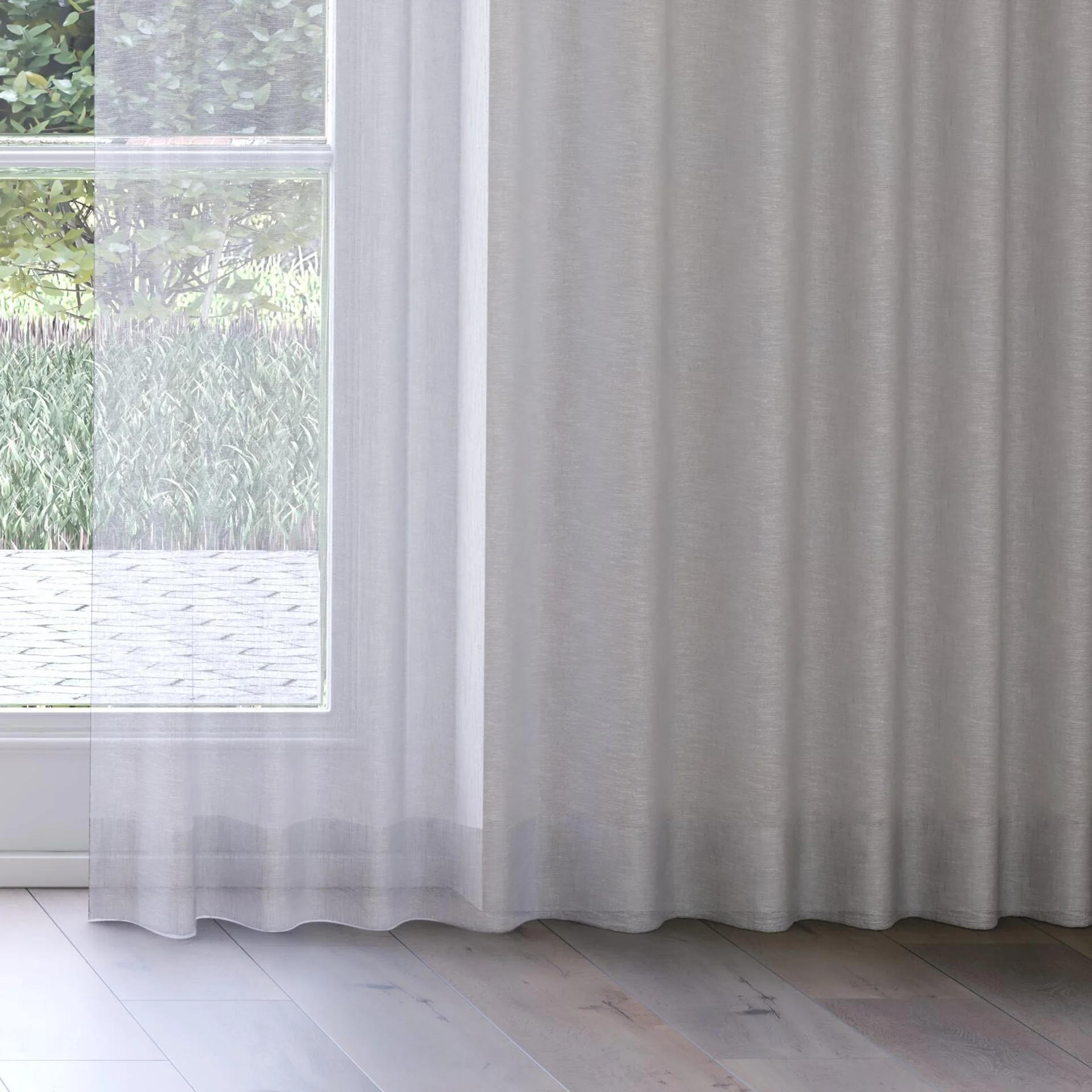 Bottom view of Natura Recycled Zinc, on curtain rail