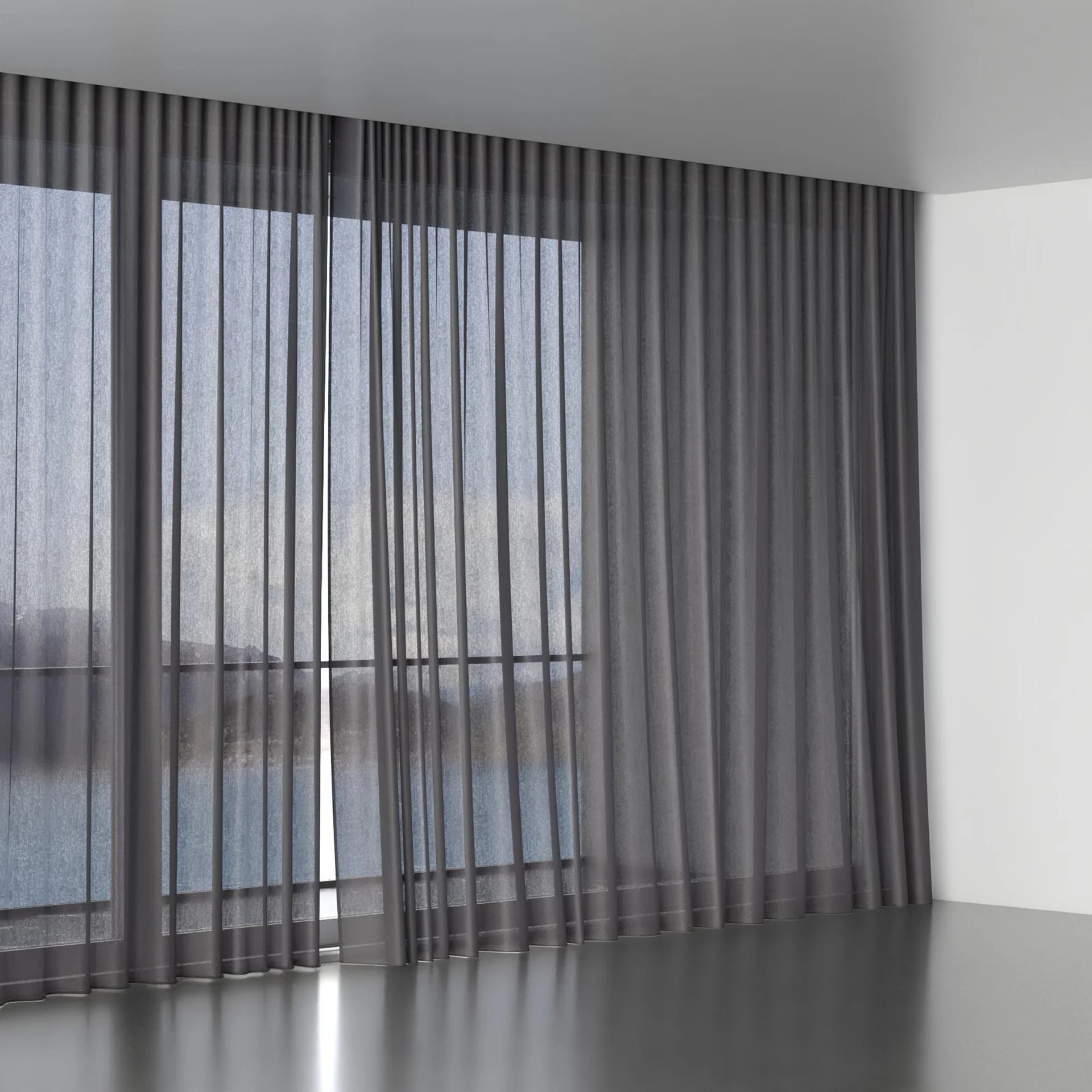 Full view of Malaga Charcoal, wave pleat
