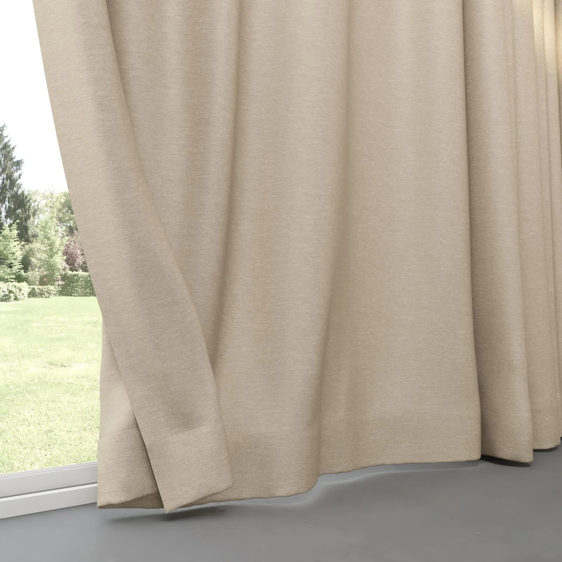Bottom view of Colourwash Eco Rattan, pinch pleat