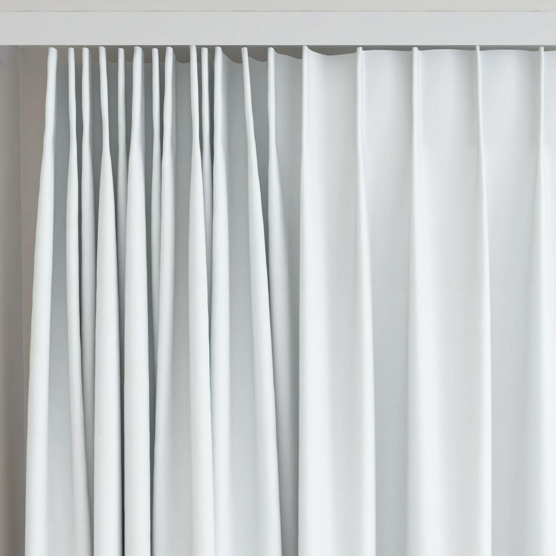 Top view of Darkness Snow, on curtain rail