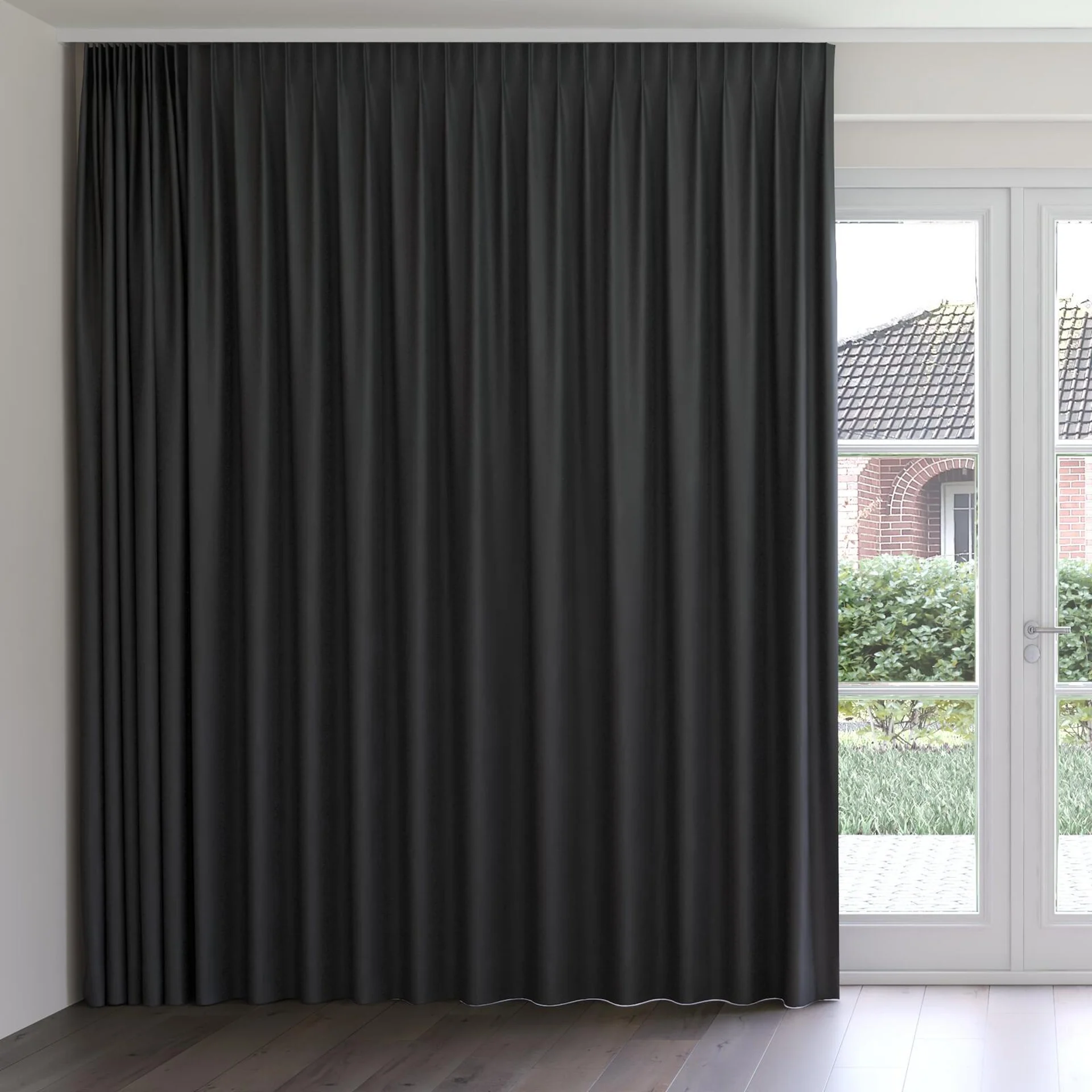 Front view of Brugge Midnight, on curtain rail