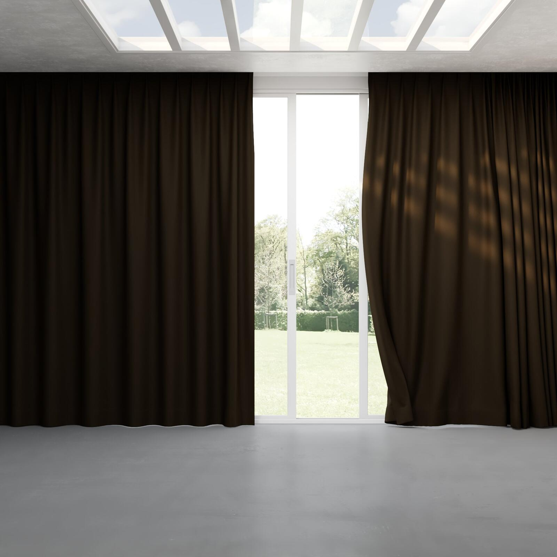 Full view of Vela Wood, pinch pleat