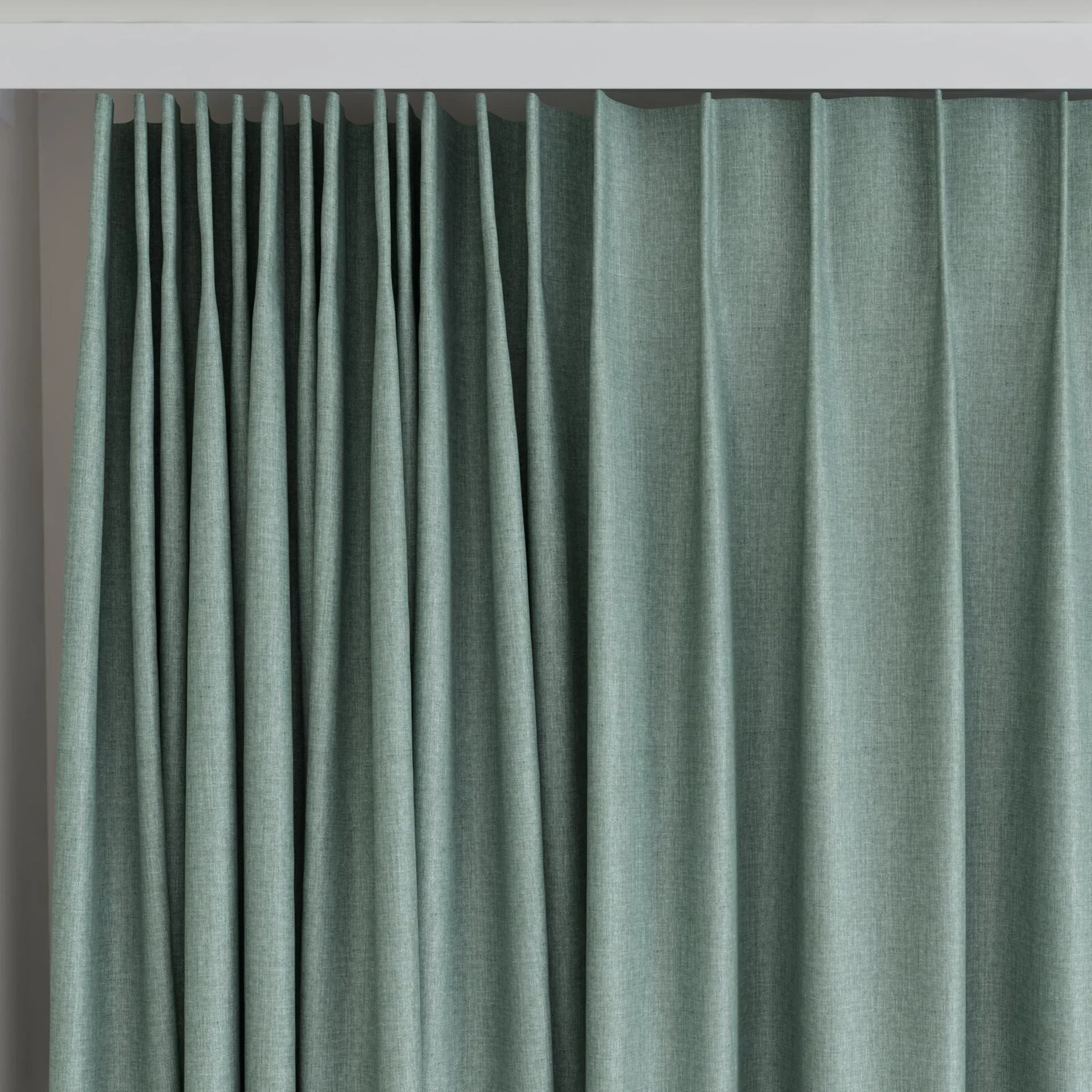 Top view of Kidglove Jade, on curtain rail