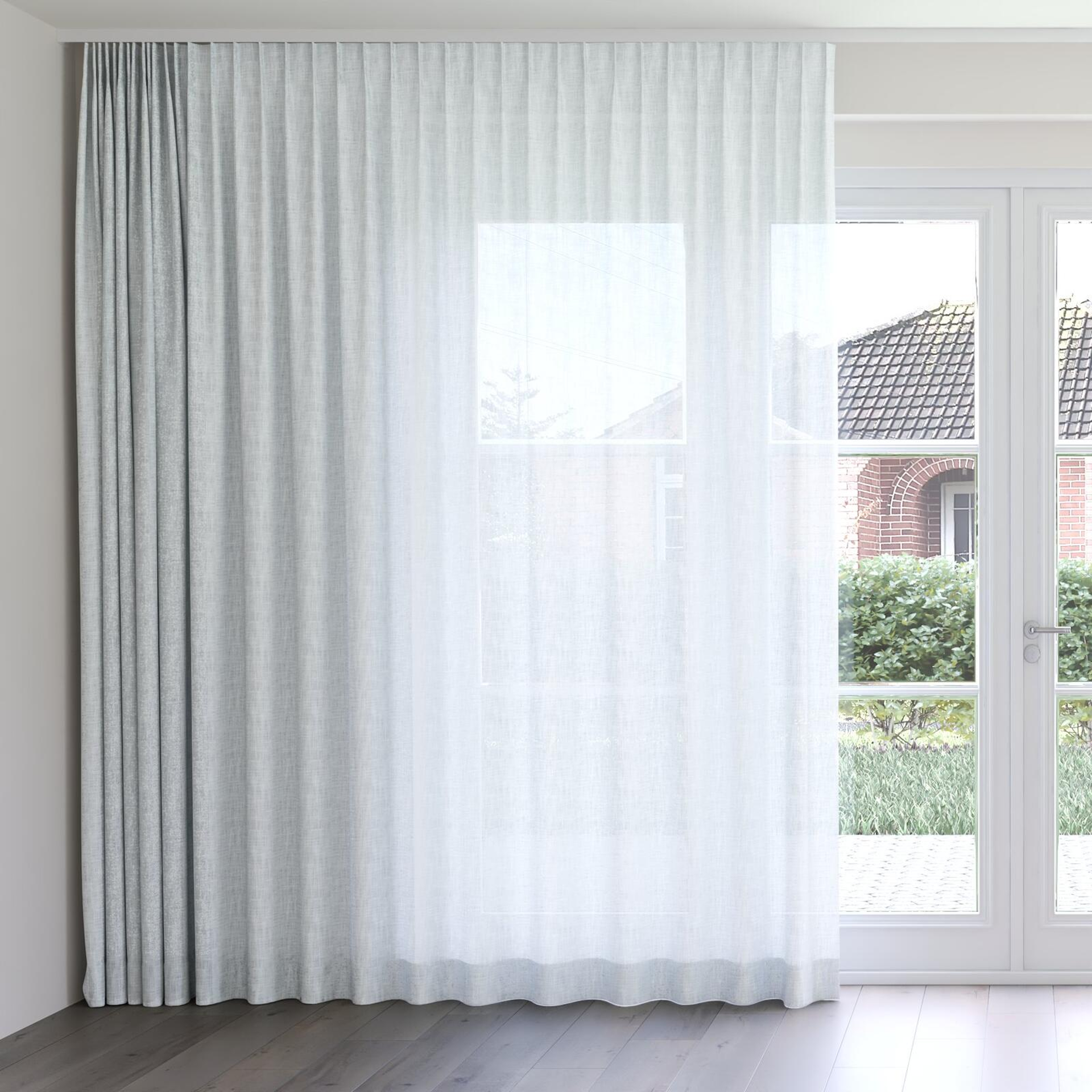 Front view of Motion Fog, on curtain rail