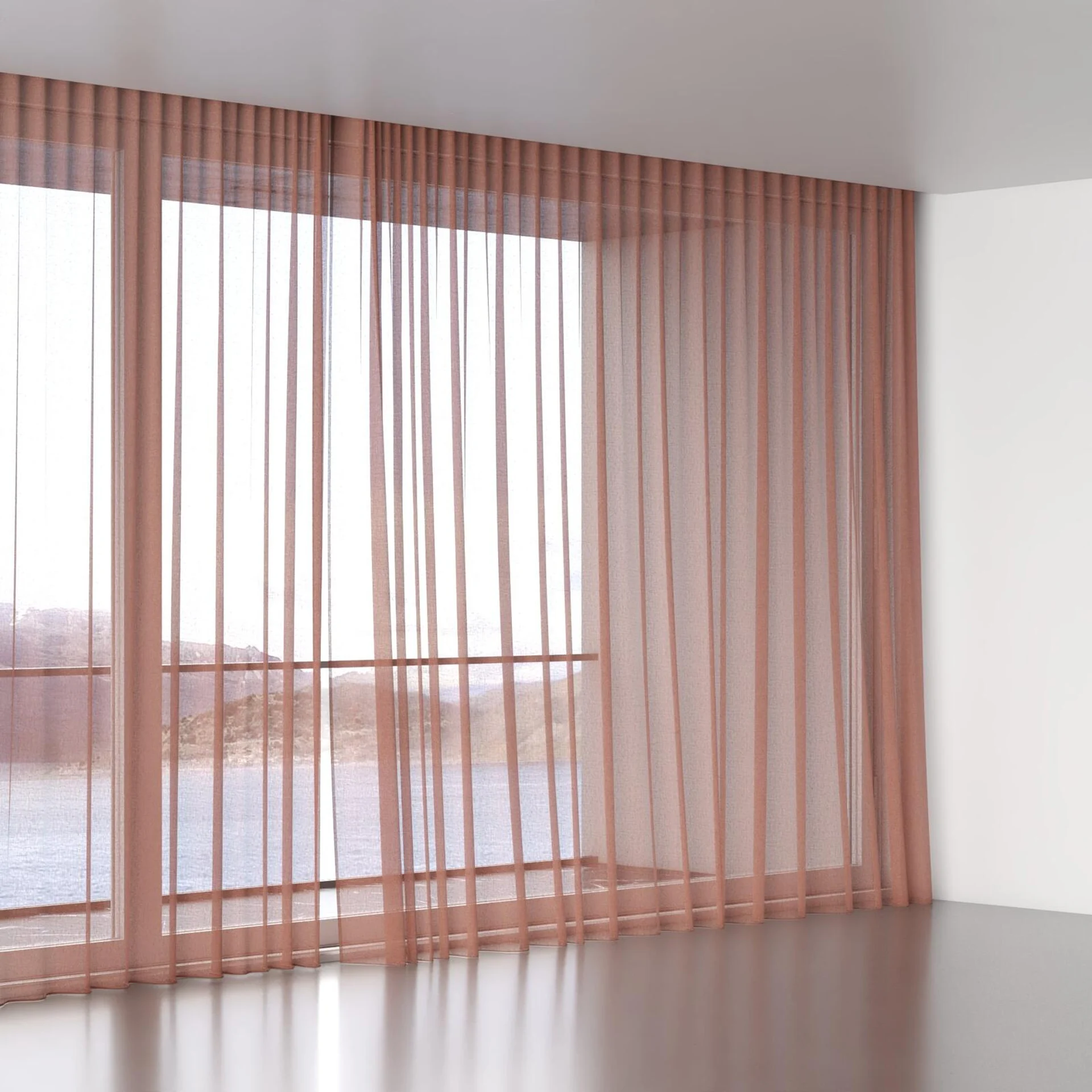 Full view of Pure Linen Brick, wave pleat