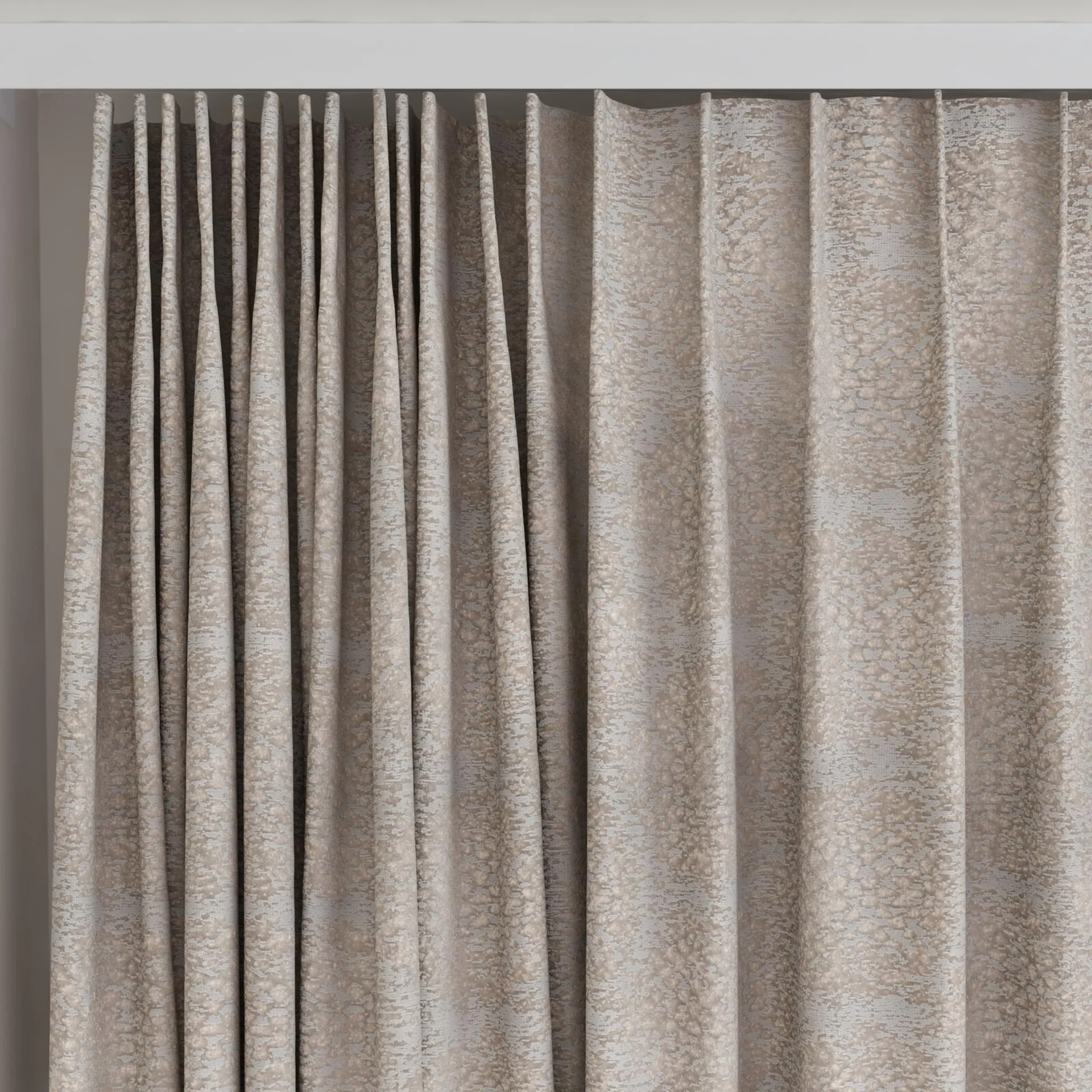 Top view of Gilda Silver, on curtain rail