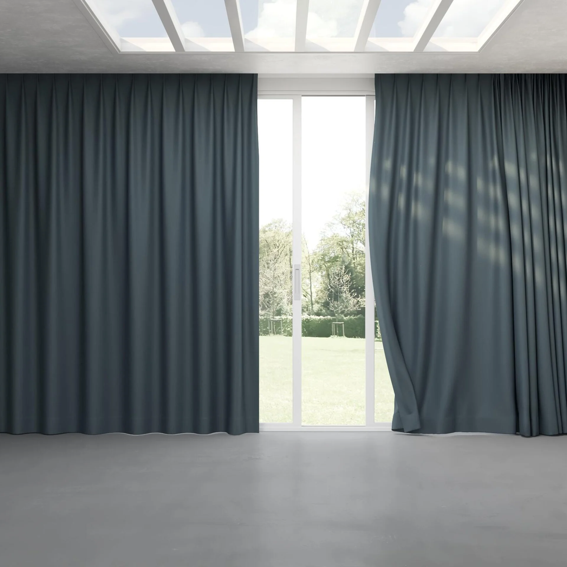 Full view of Excel Spruce, pinch pleat