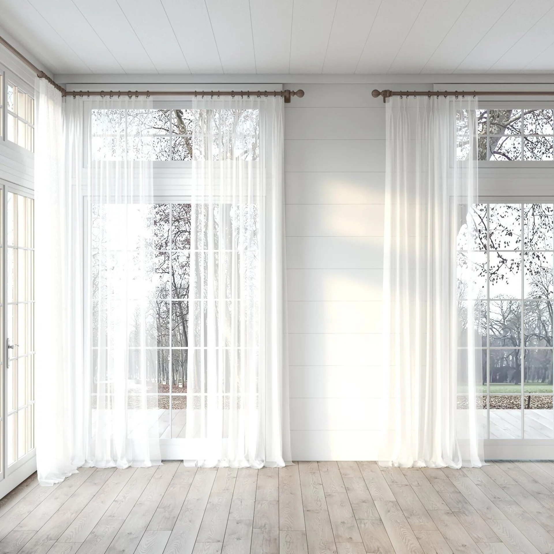Full view of Xo Blossom, puddled, on curtain rod