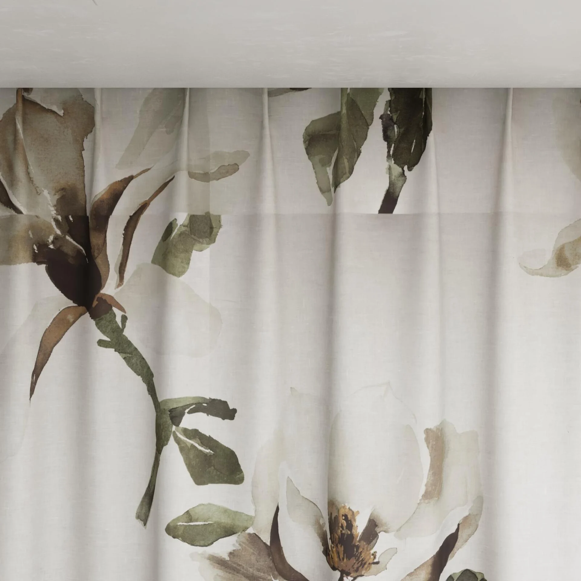 Top view of Magnolia Grandiflora Clove, pinch pleat