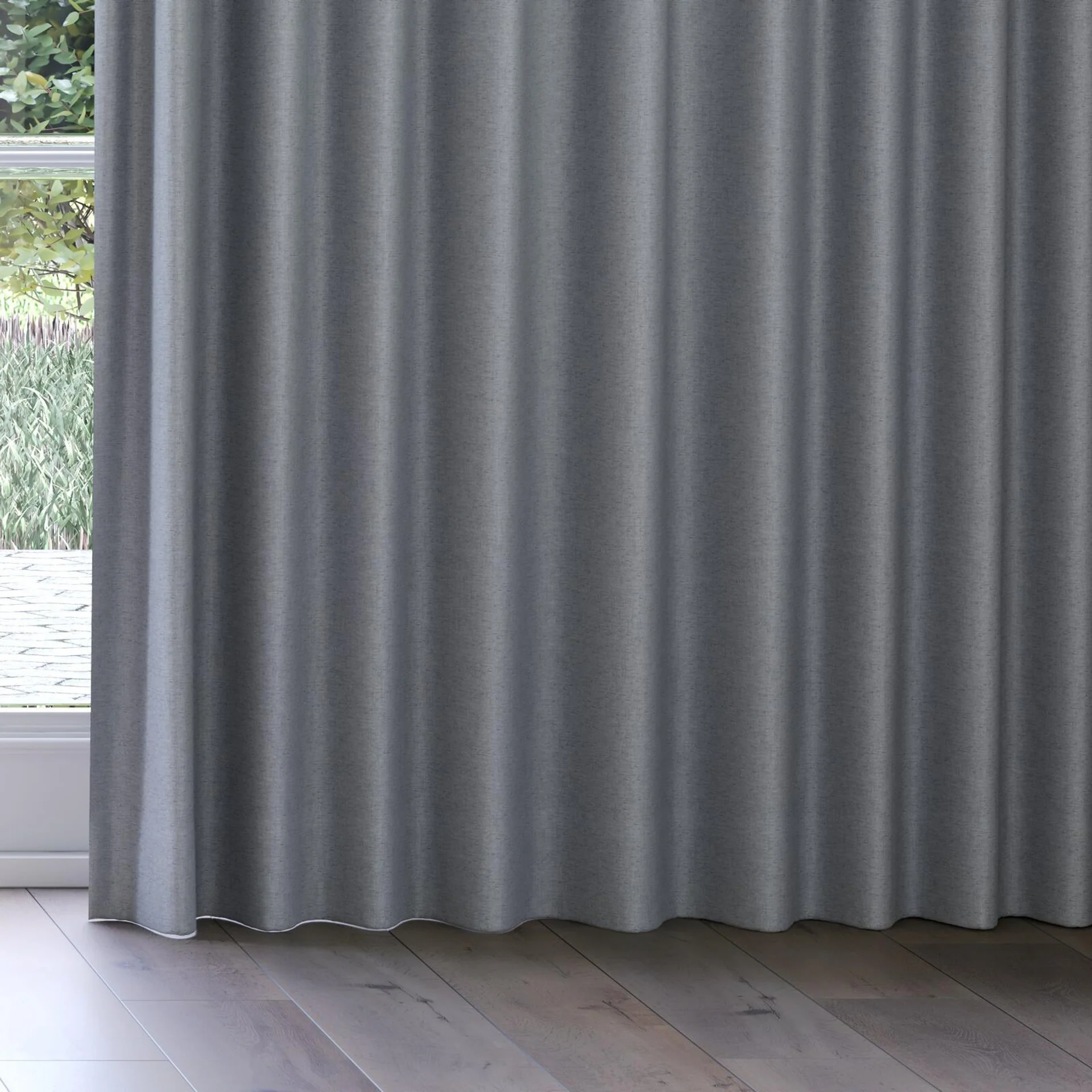 Bottom view of Stonewall Blackout Slate, on curtain rail