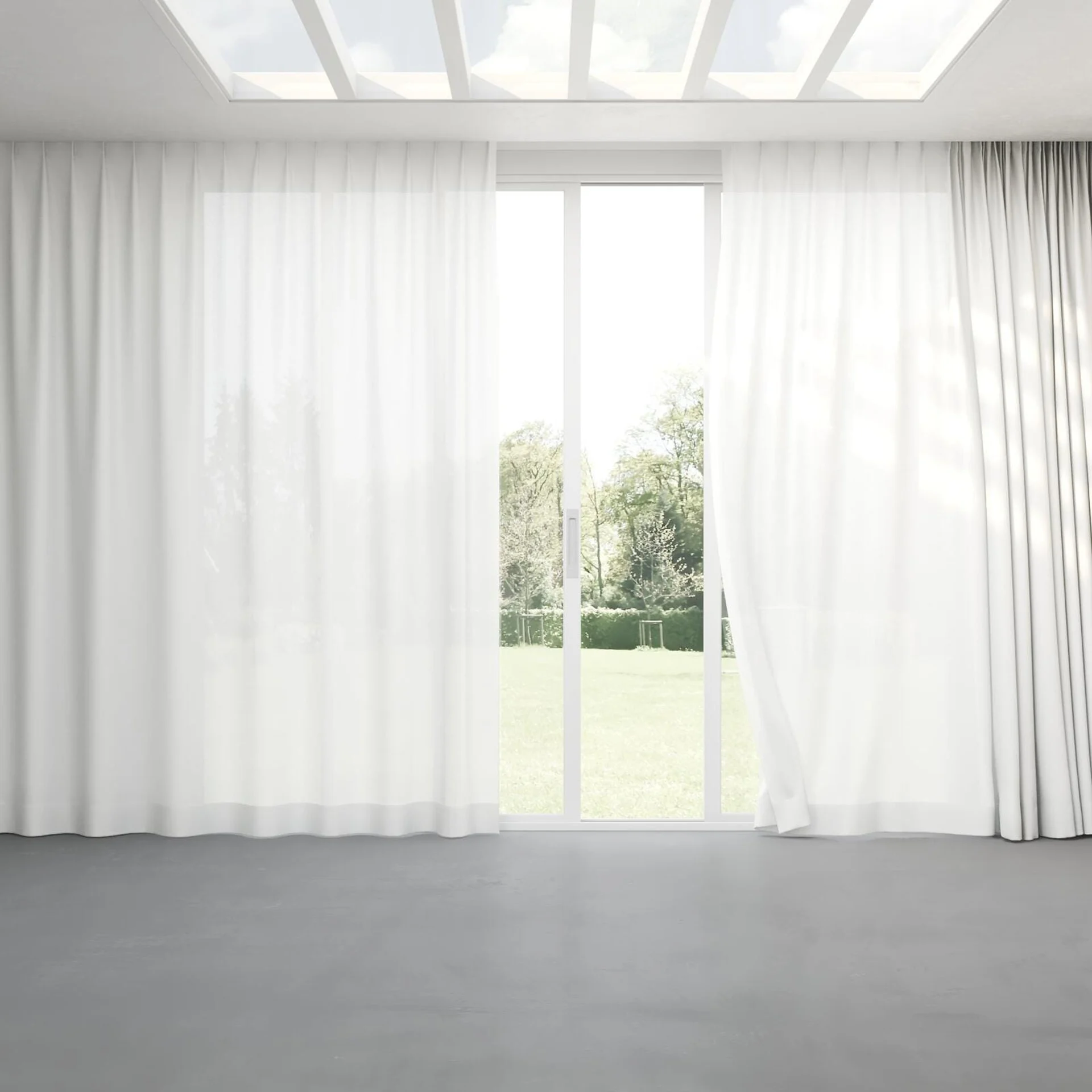 Full view of Linen Paper, pinch pleat