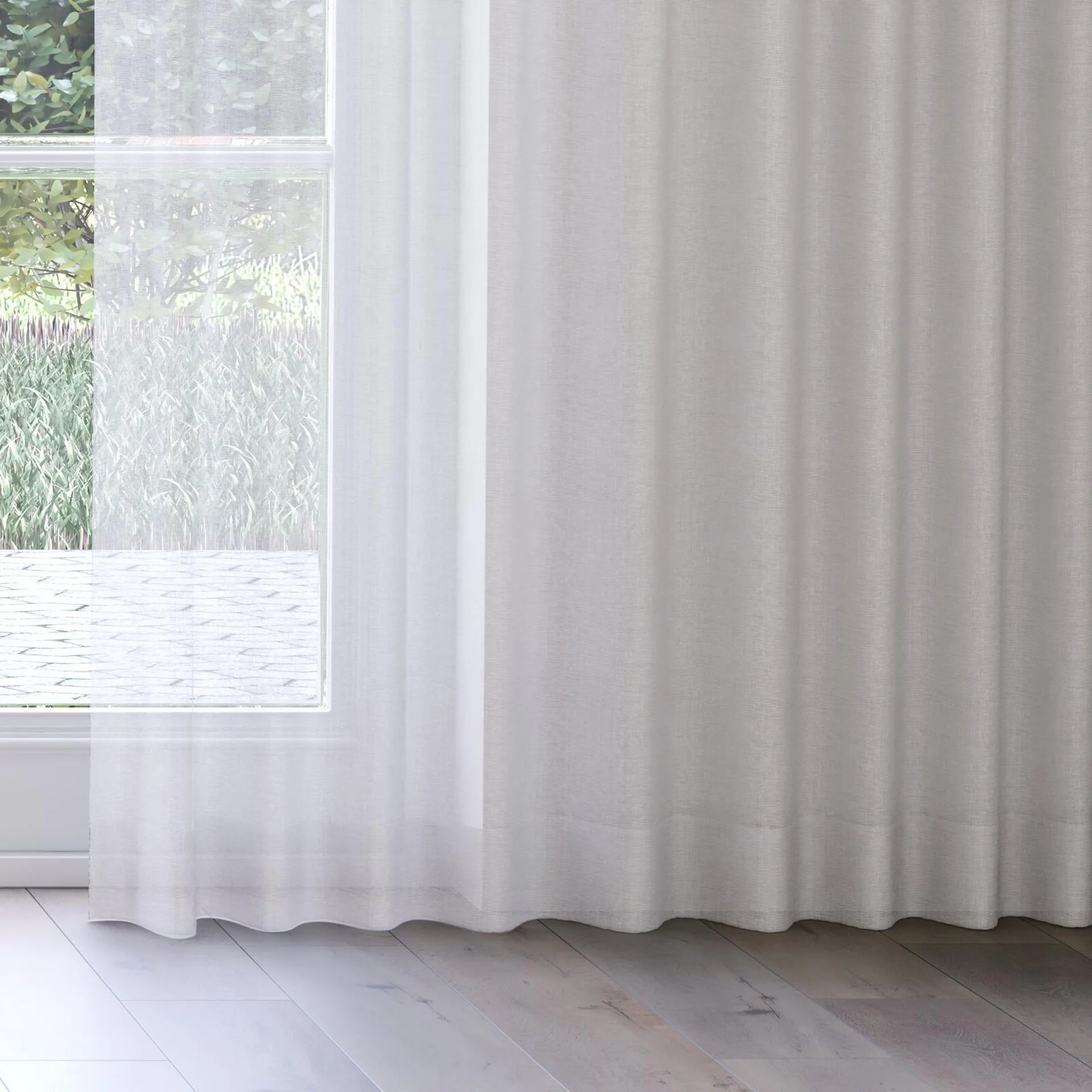 Bottom view of Antipodes Pebble, on curtain rail