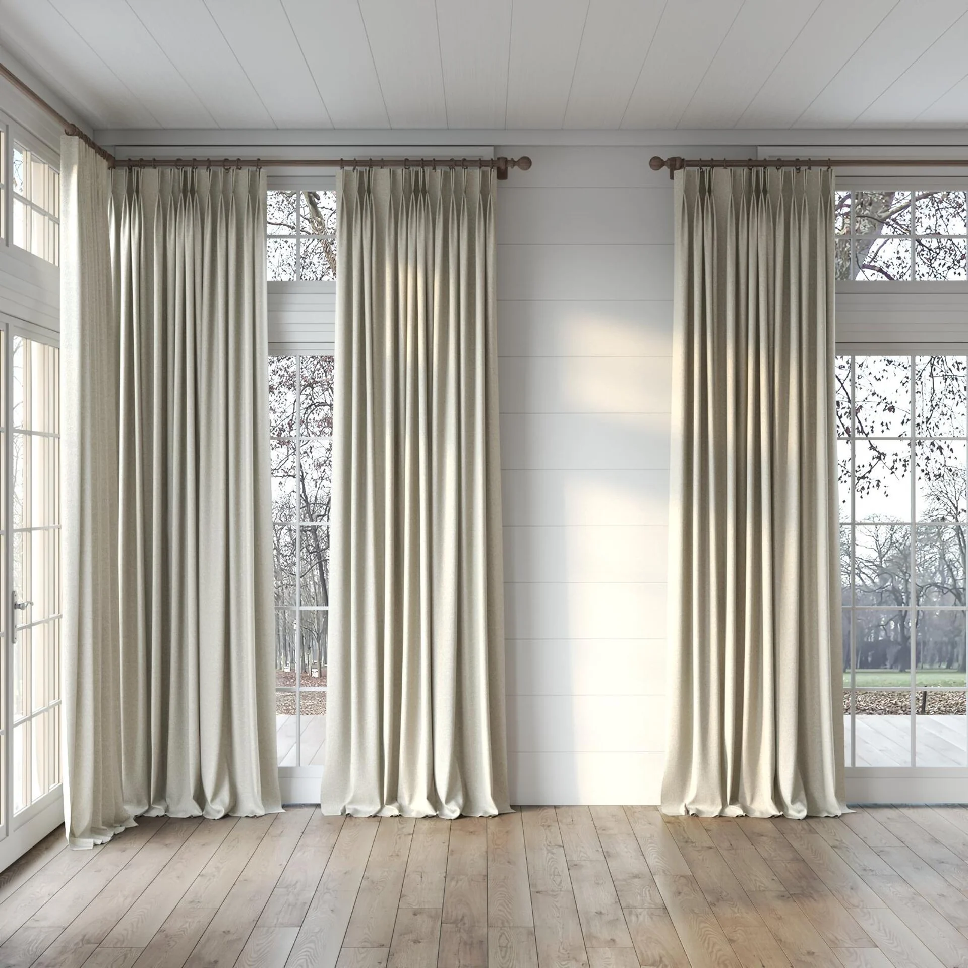 Full view of Sabik Dune, puddled, on curtain rod