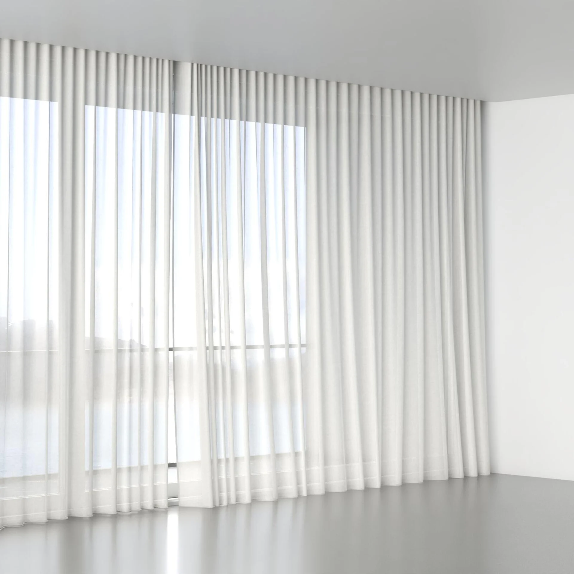 Full view of Flo II Greige, wave pleat